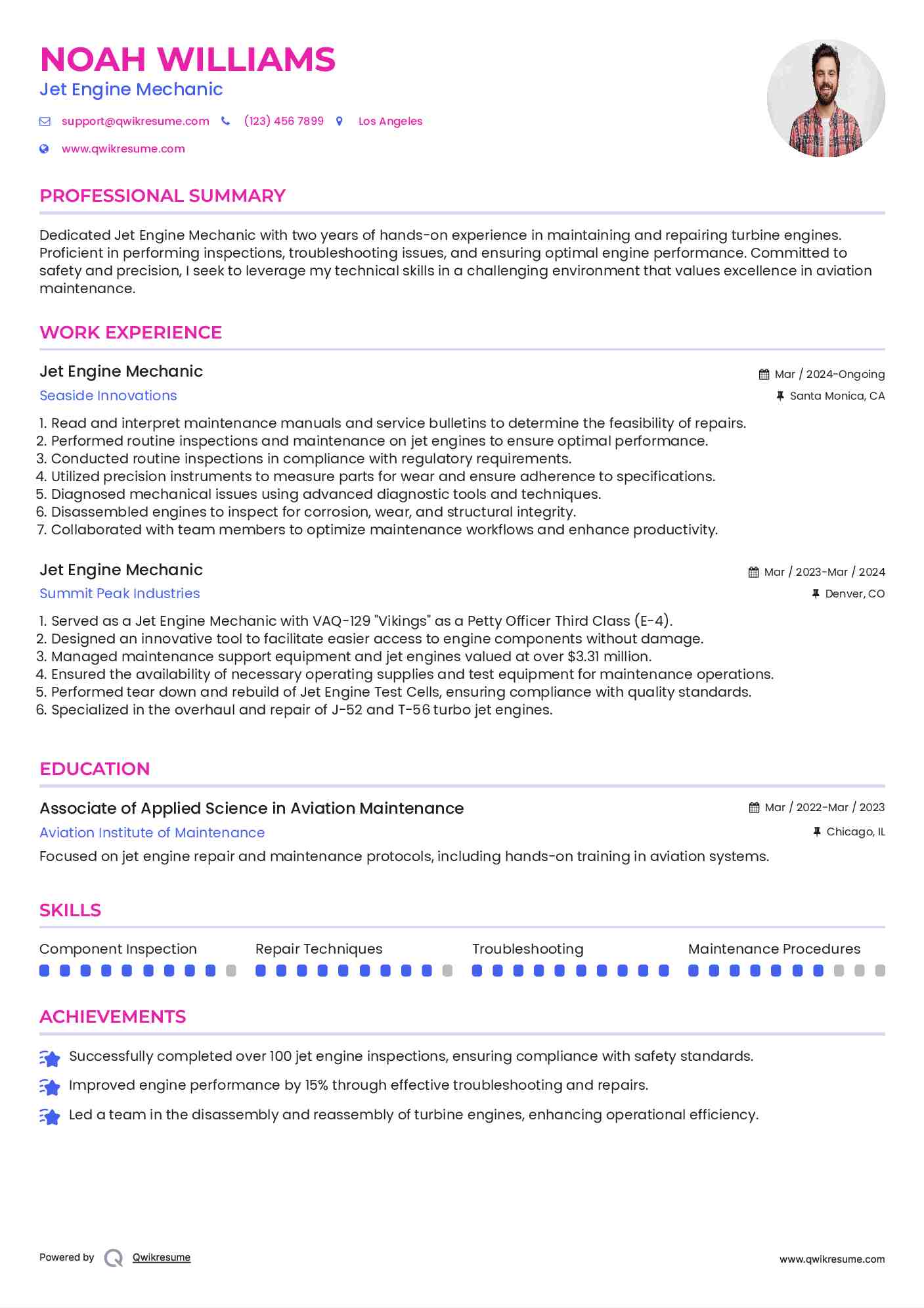 Jet Engine Mechanic Resume Model