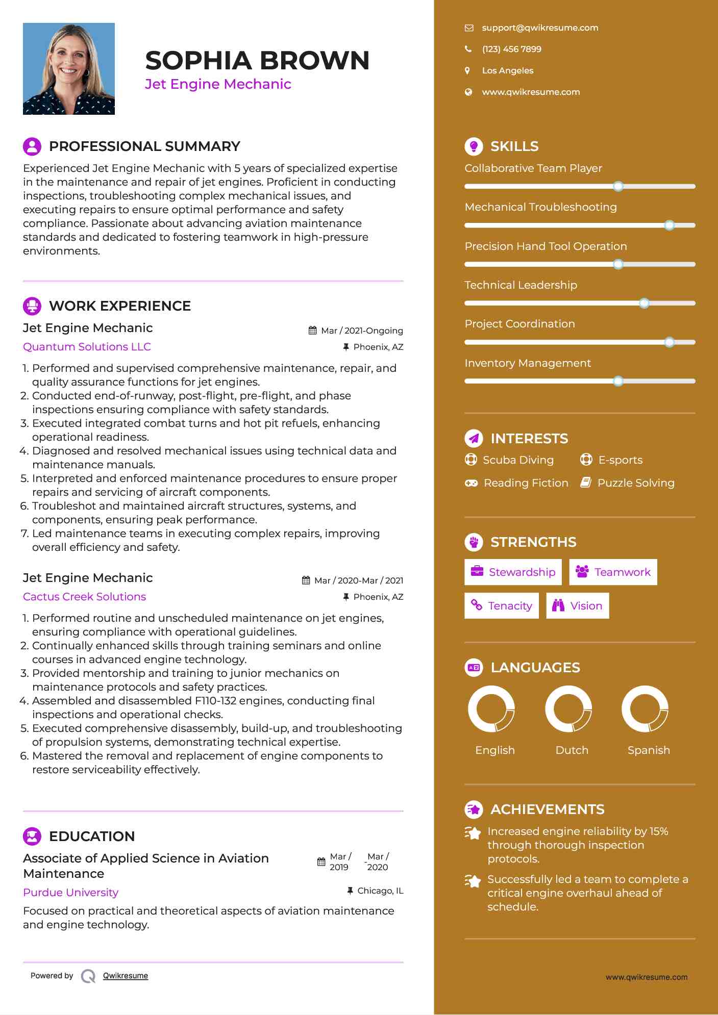 Jet Engine Mechanic Resume Example