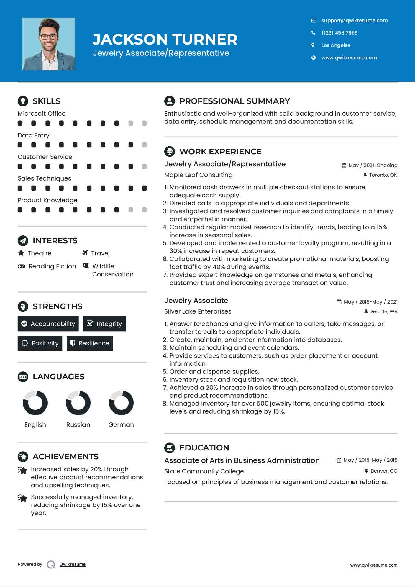Jewelry Associate/Representative Resume Template