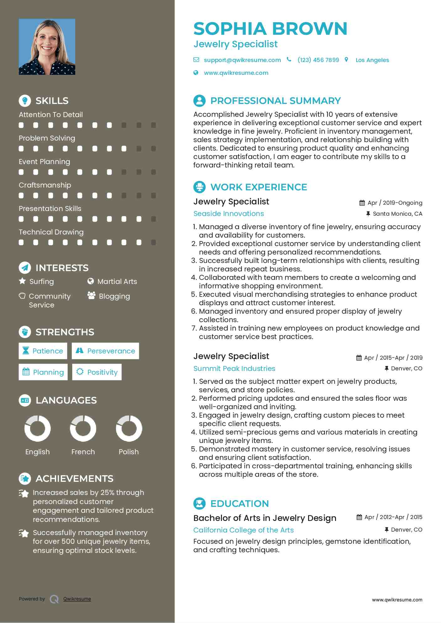 Jewelry Specialist Resume Format