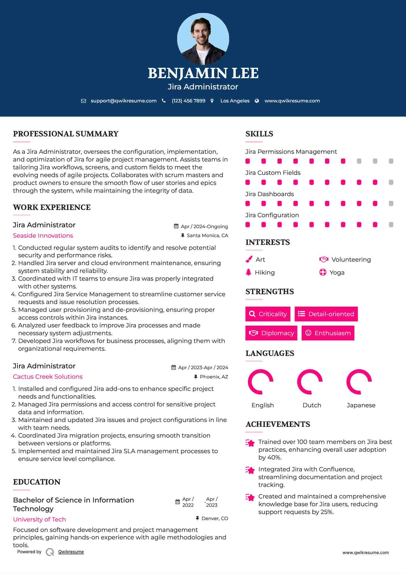 Jira Administrator Resume Format