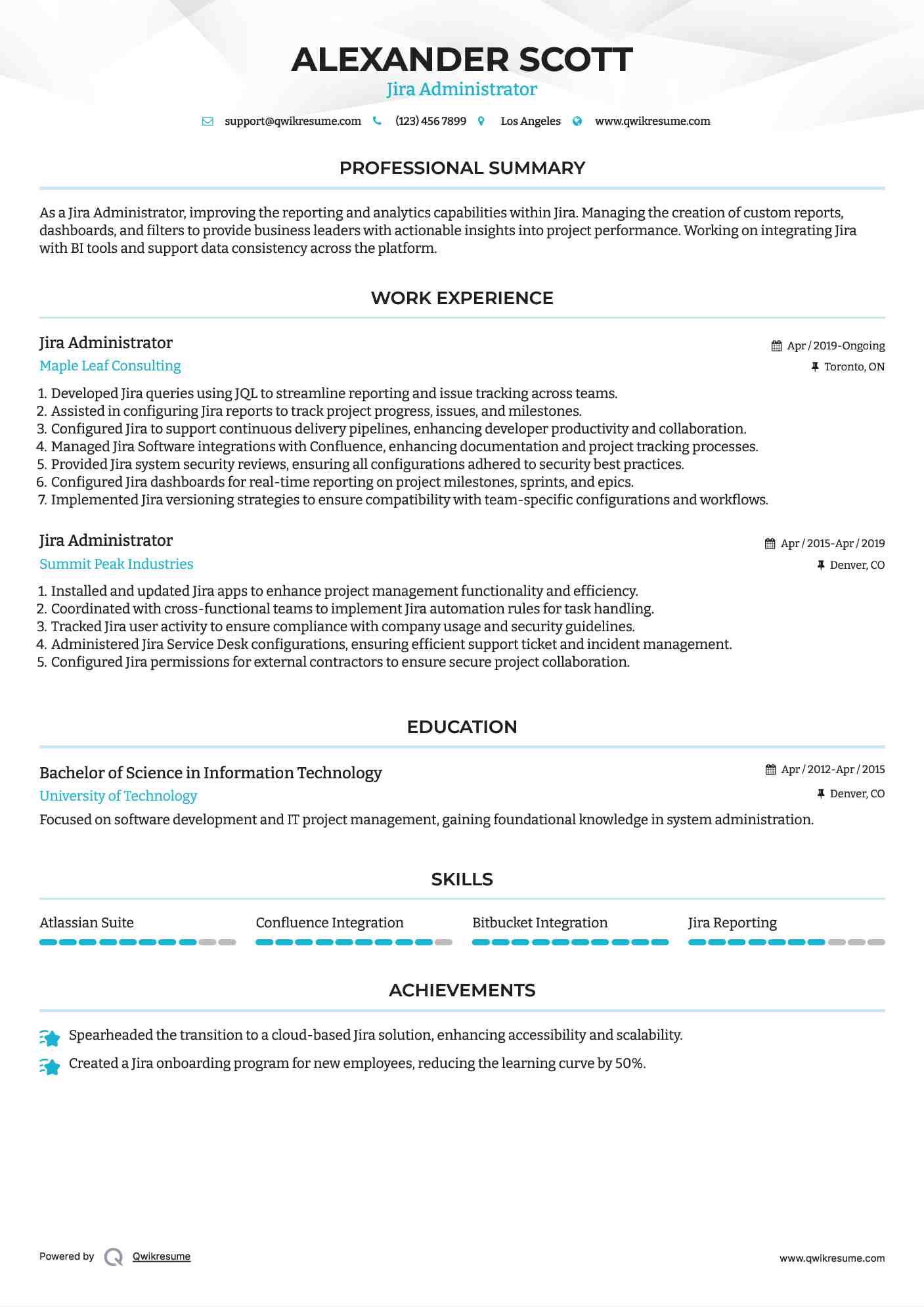Jira Administrator Resume Model