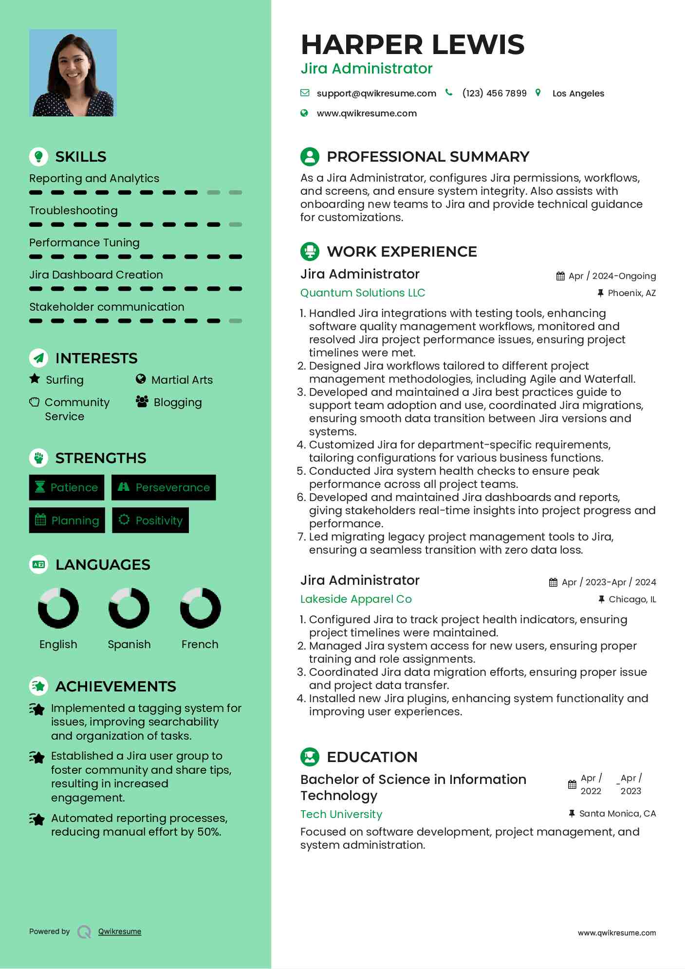 Jira Administrator Resume Example