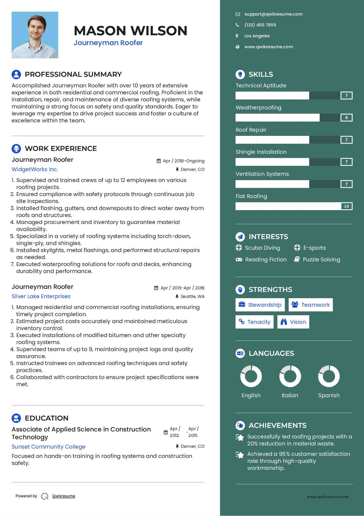10 Journeyman Roofer Resume Samples - Journeyman Roofer 1630663351 Pdf