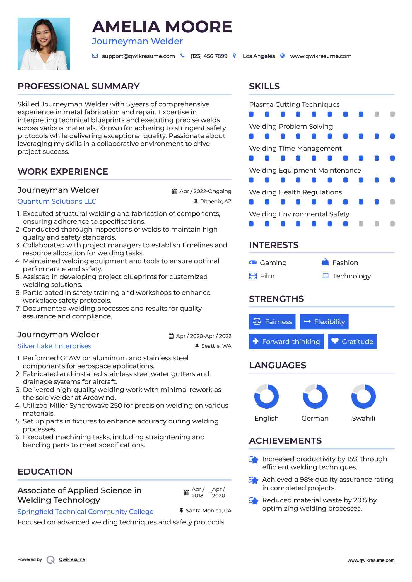Journeyman Welder Resume Template