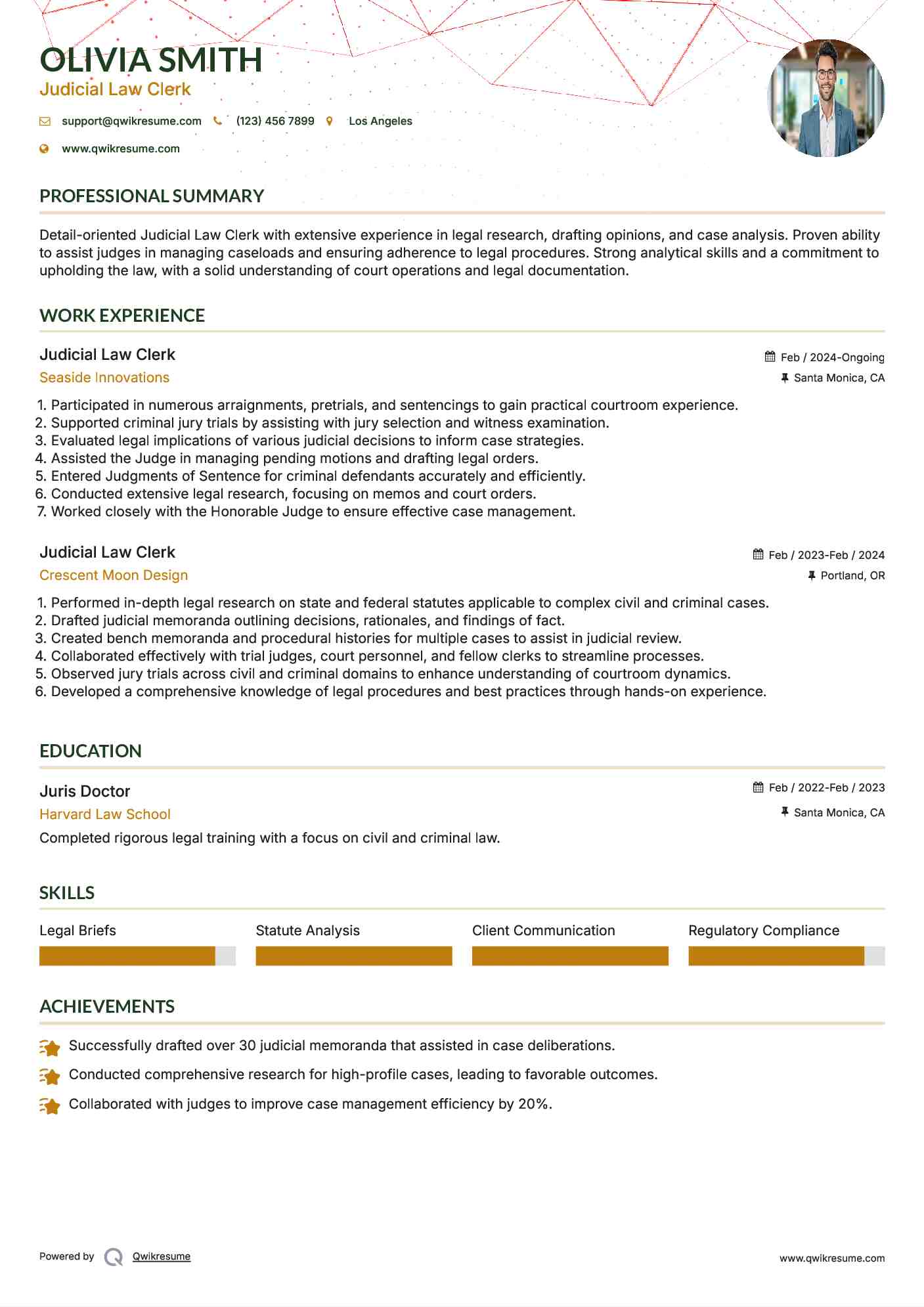 Judicial Law Clerk Resume Format