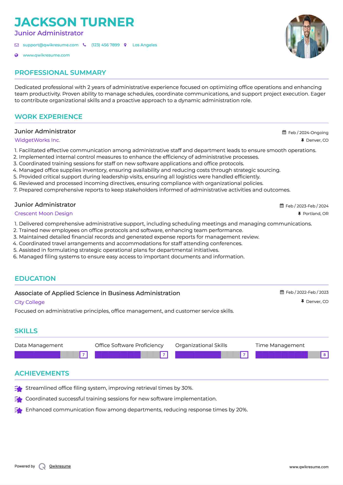 Junior Administrator Resume Template
