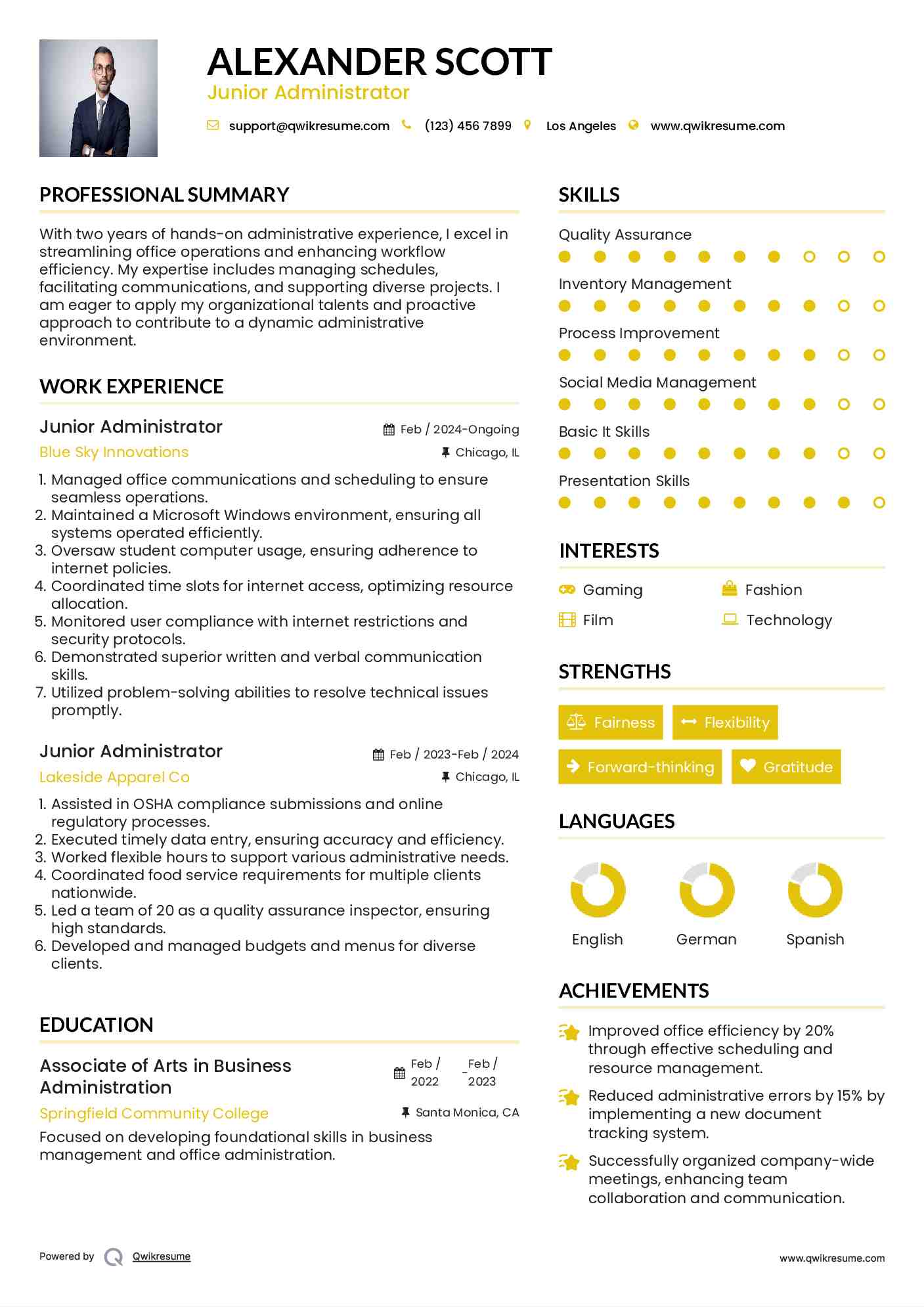 Junior Administrator Resume Format