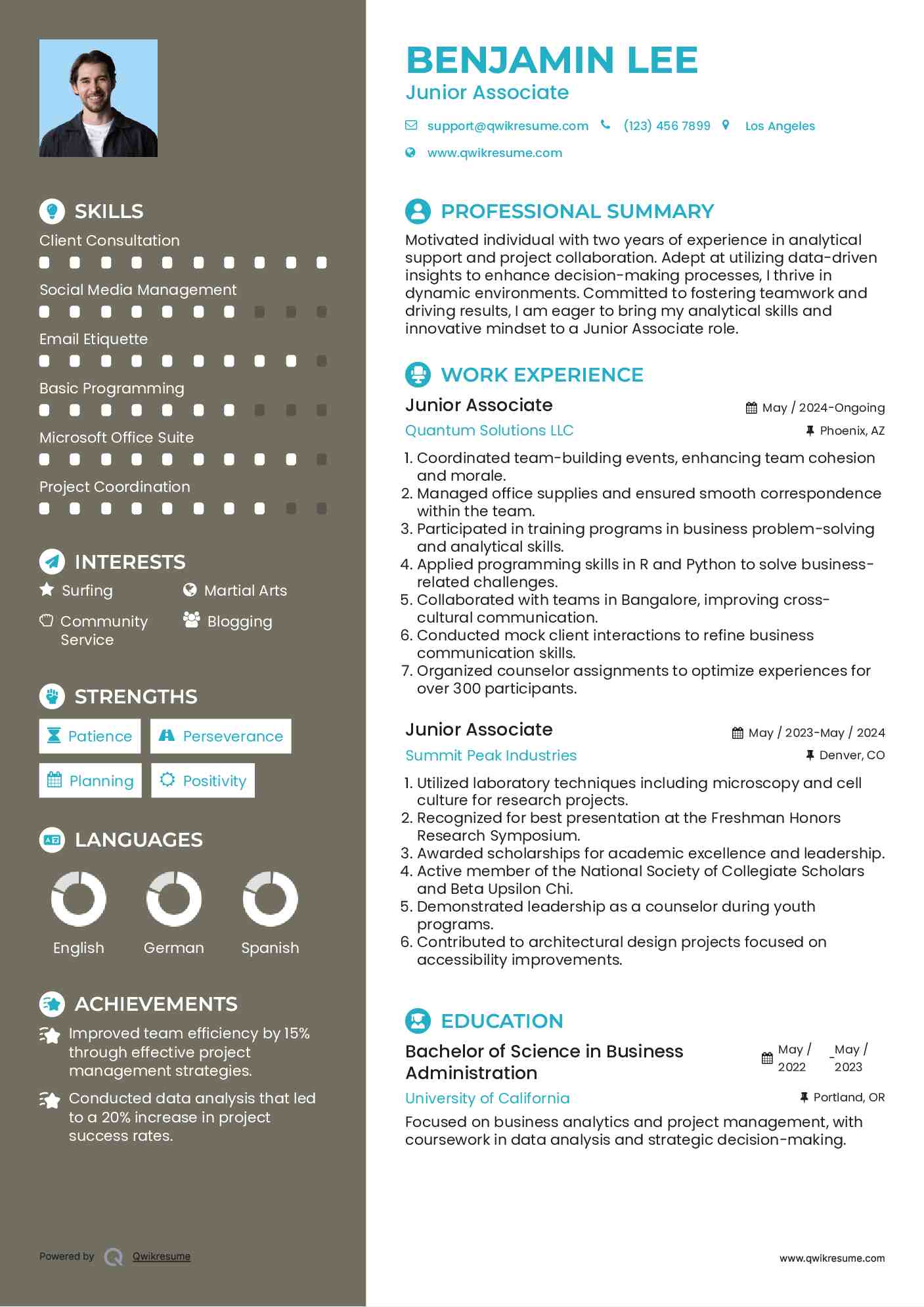 Junior Associate Resume Model