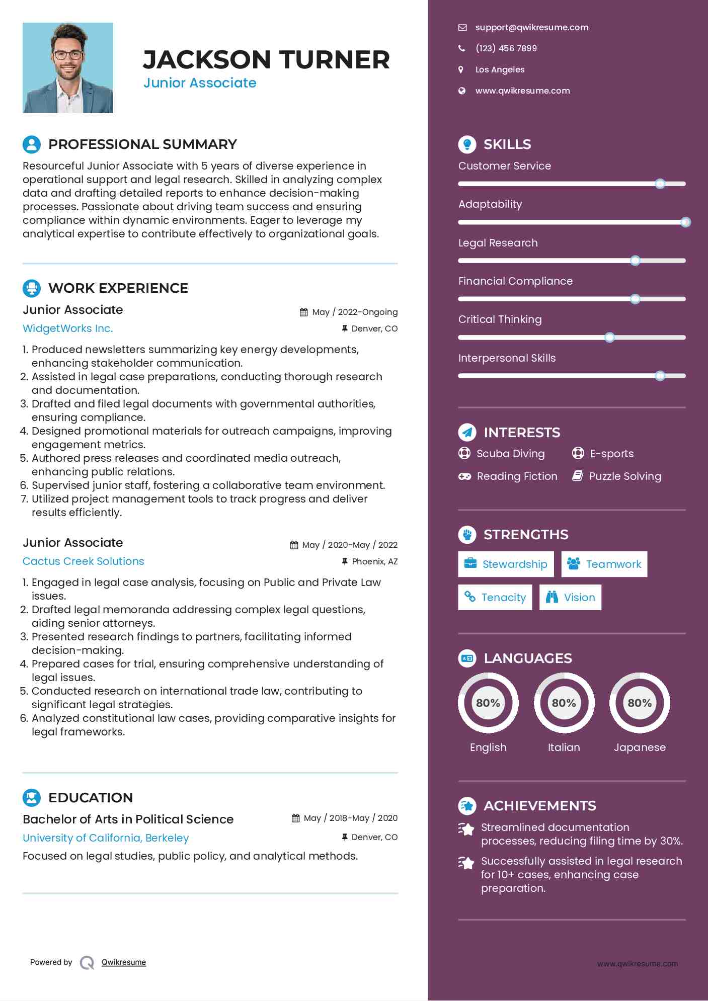 Junior Associate Resume Template
