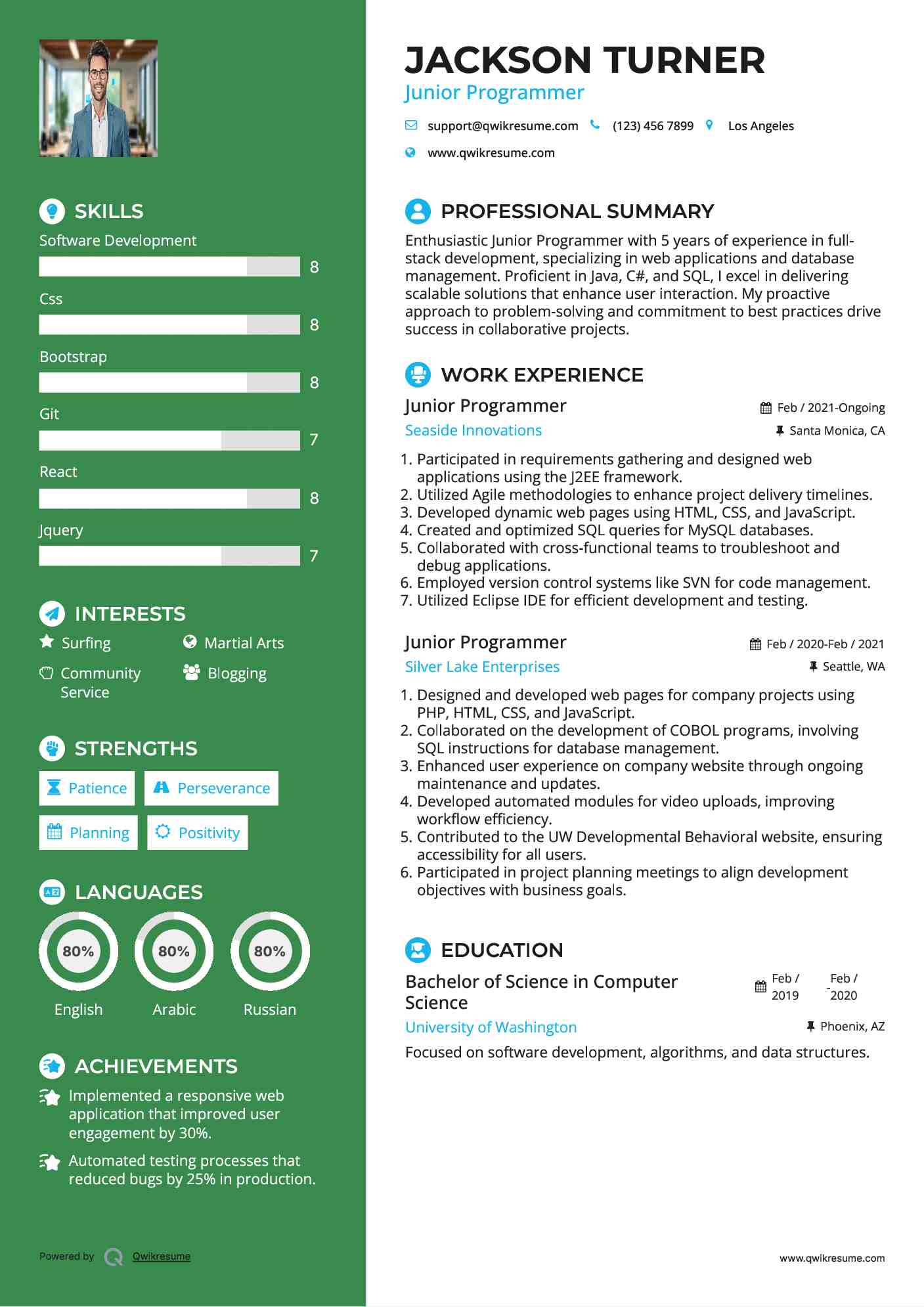Junior Programmer Resume Sample