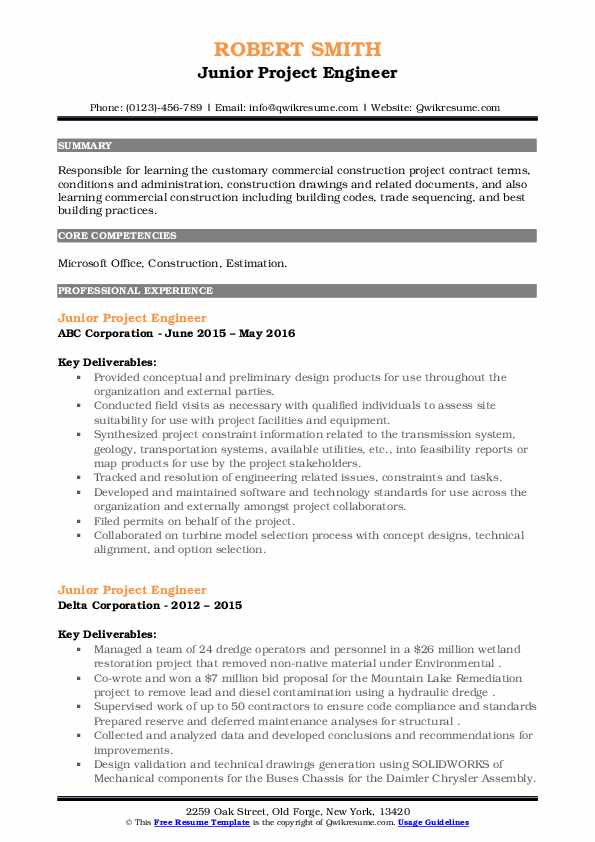 junior-project-engineer-resume-samples-qwikresume