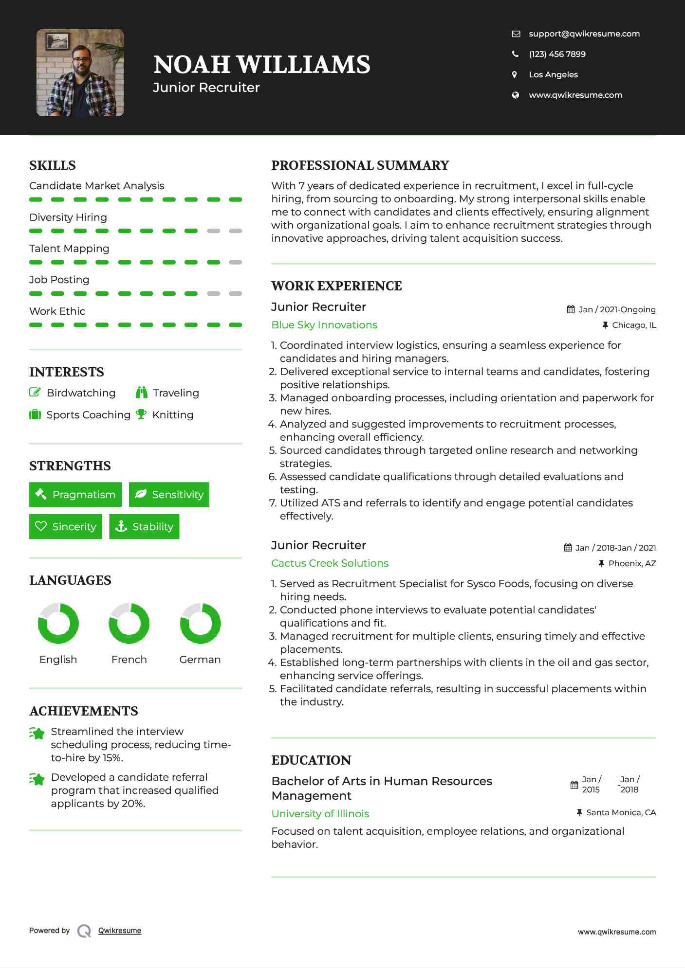 Junior Recruiter Resume Format