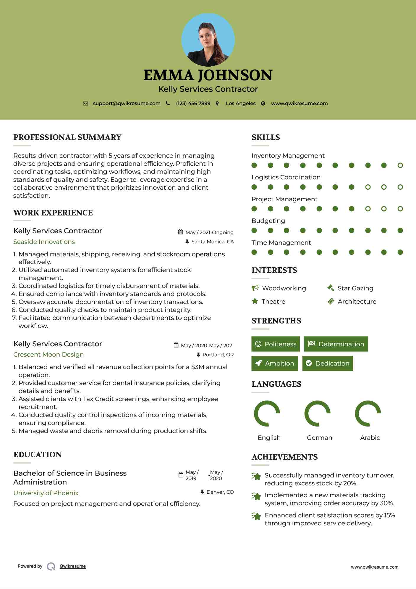 Kelly Services Contractor Resume Format