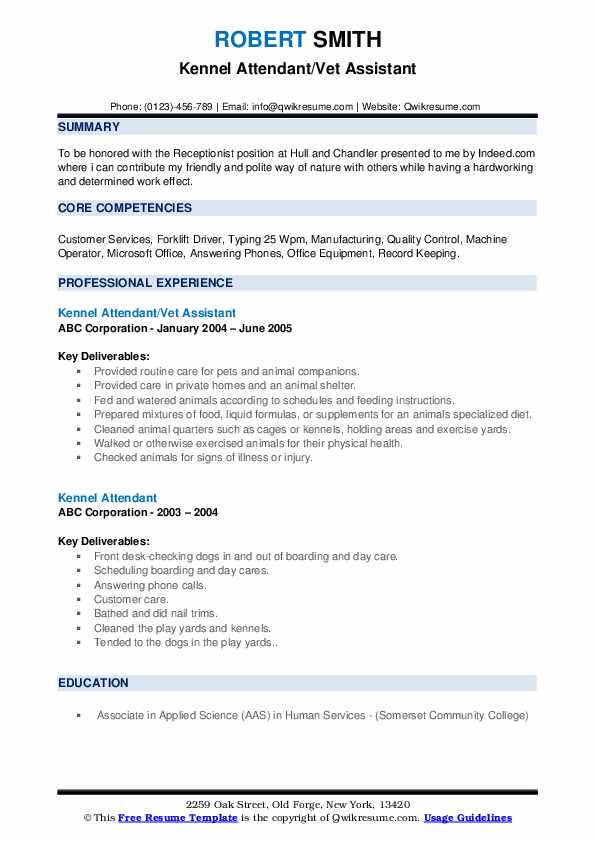 Kennel Manager Resume Samples QwikResume