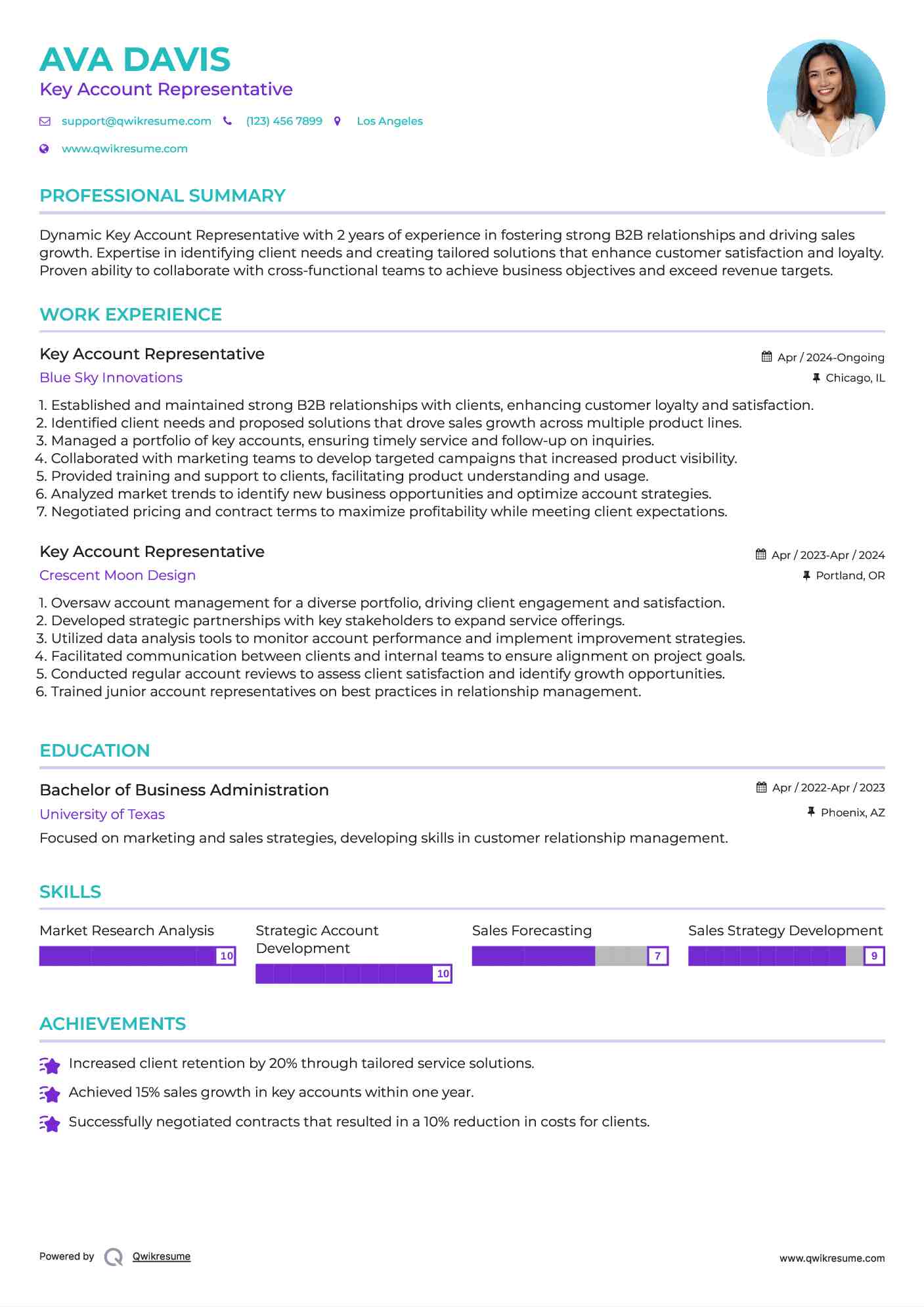 Key Account Representative Resume Format