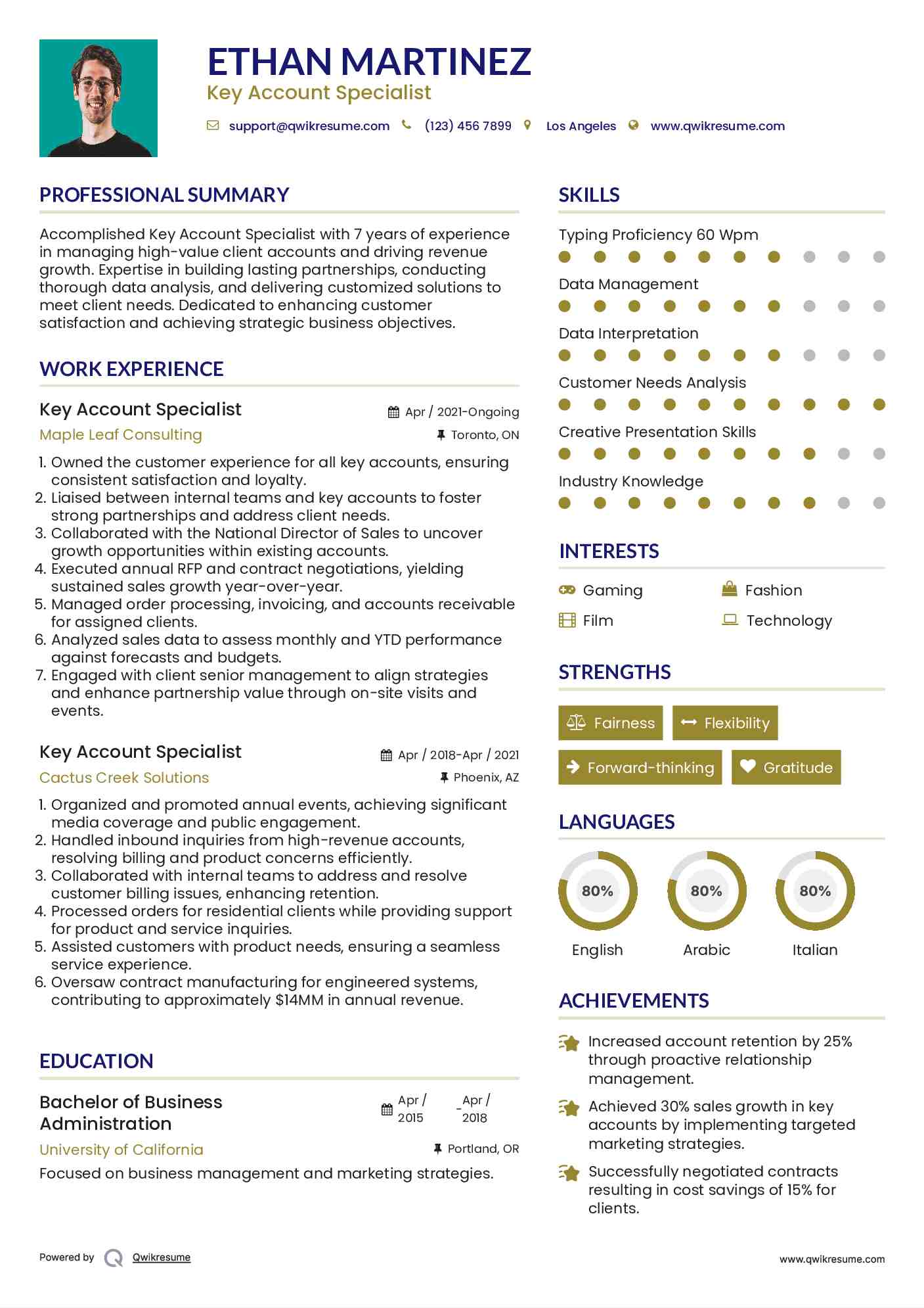 Key Account Specialist Resume Model