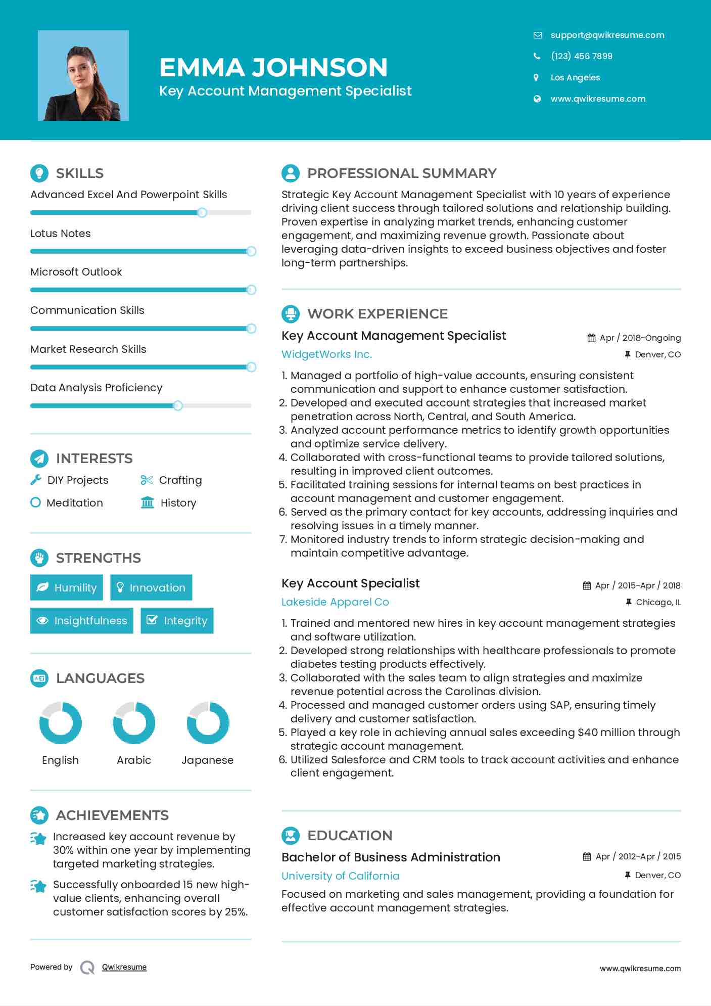 Key Account Management Specialist Resume Template