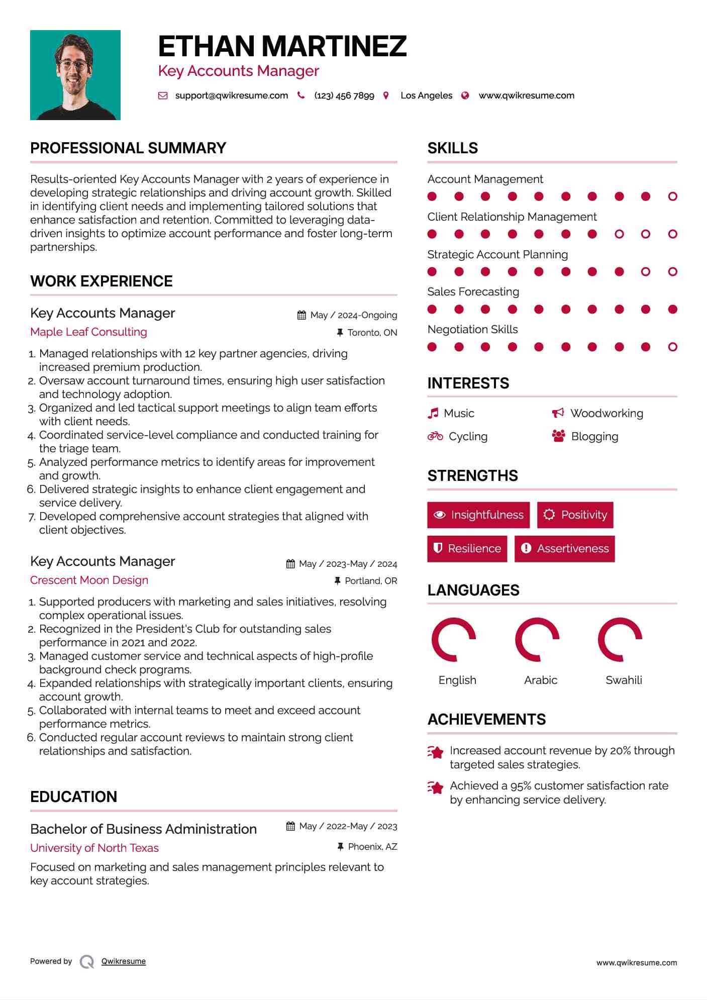 Key Accounts Manager Resume Model