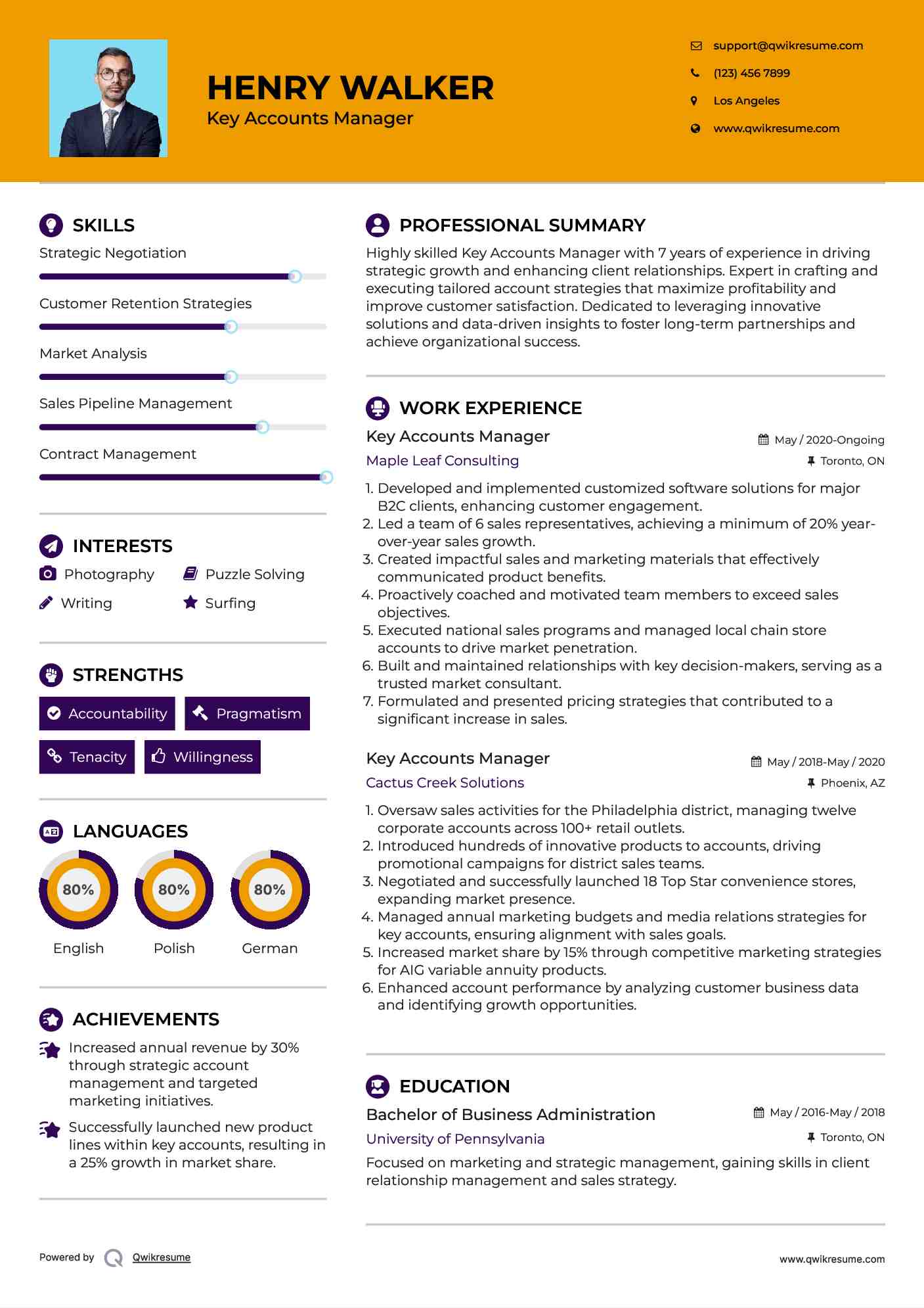 Key Accounts Manager Resume Model