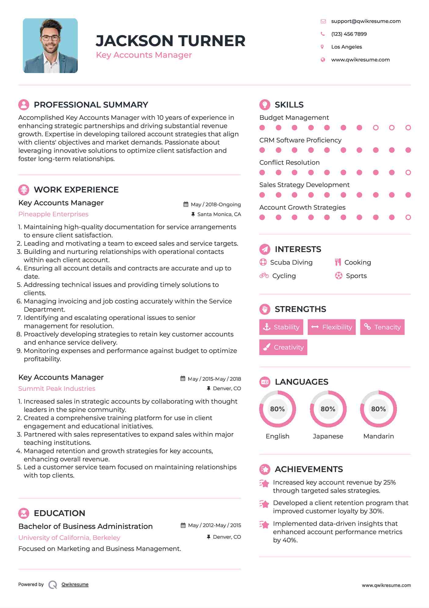 Key Accounts Manager Resume Model