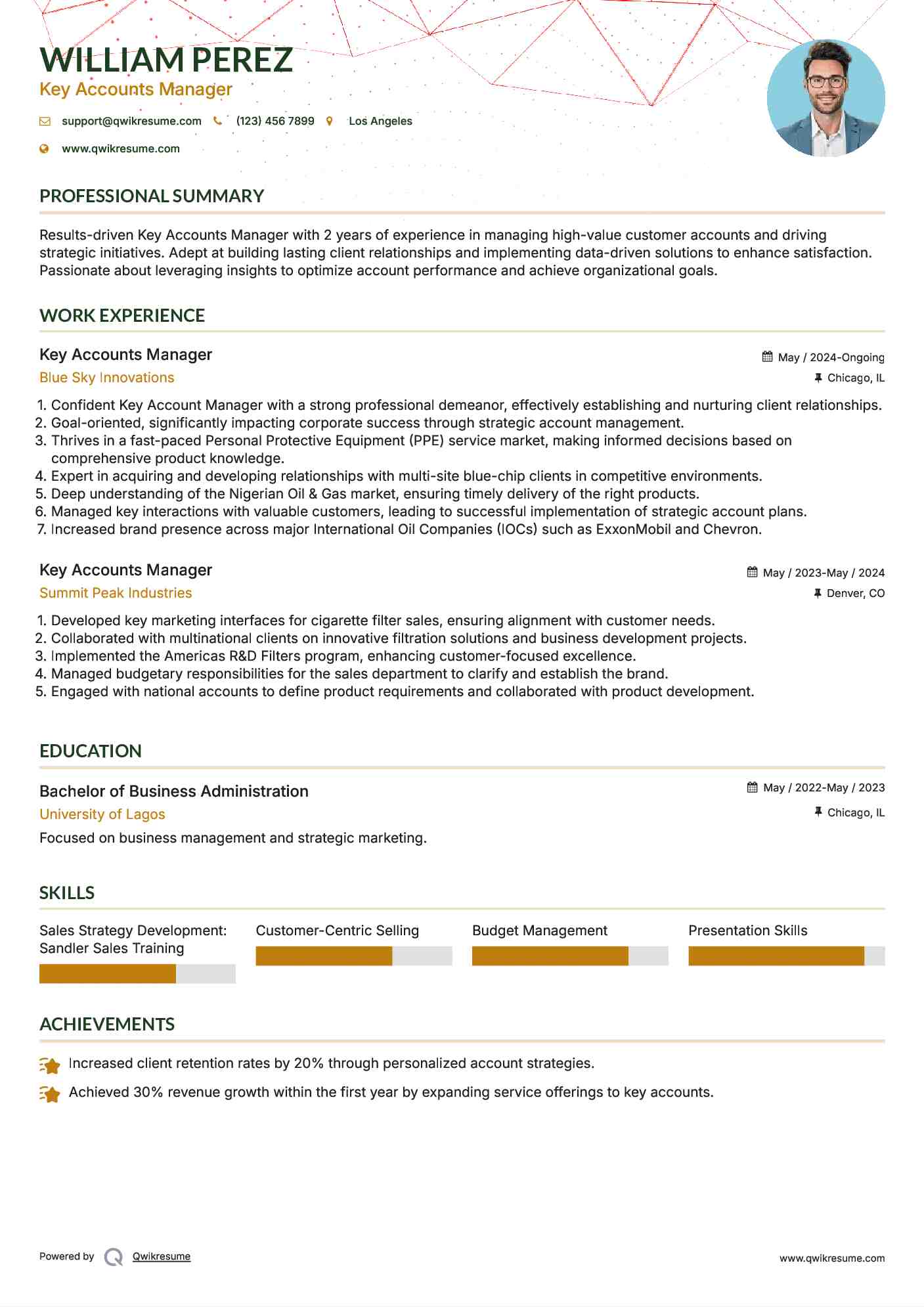 Key Accounts Manager Resume Format