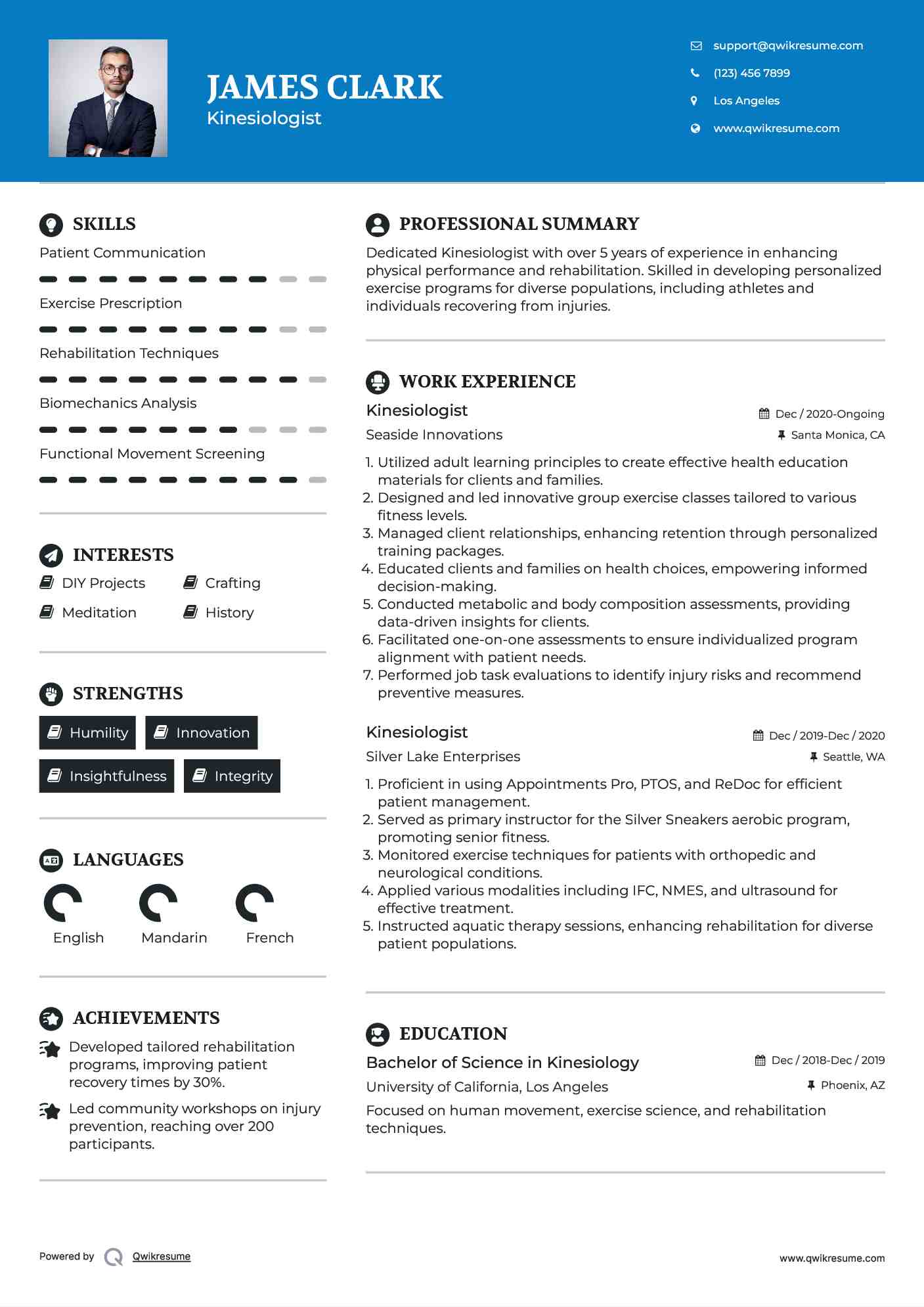 Kinesiologist Resume Template