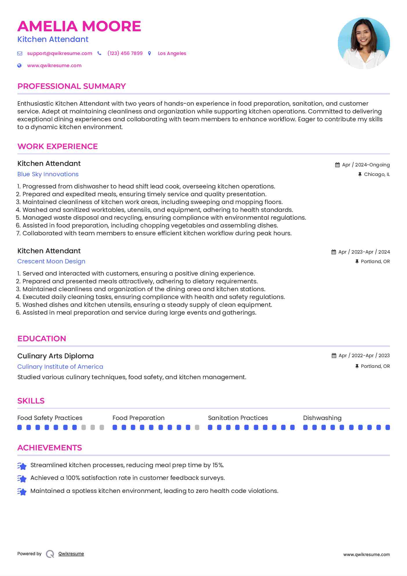 Kitchen Attendant Resume Template