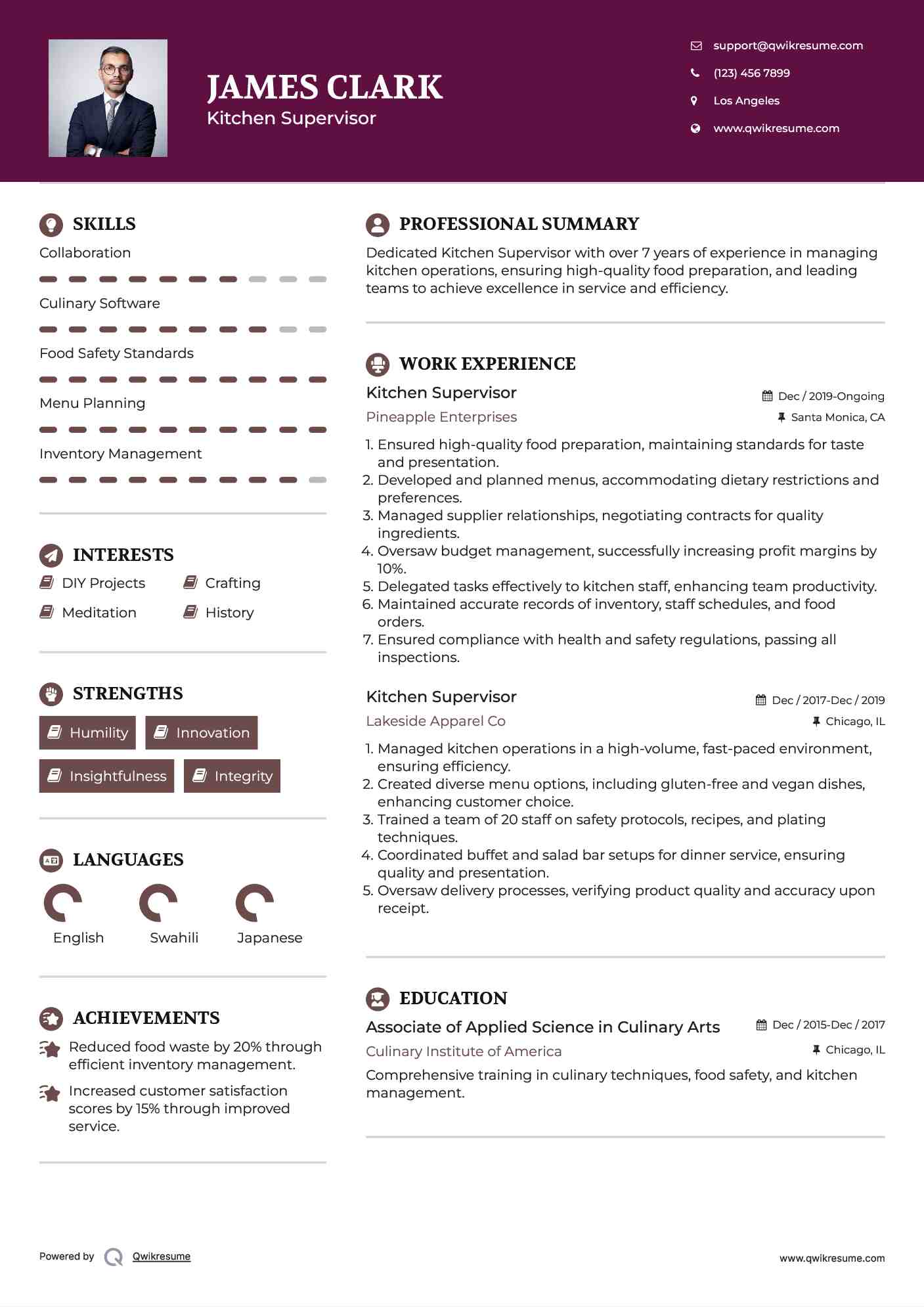 kitchen supervisor resume samples qwikresume sample kitchen supervisor resume