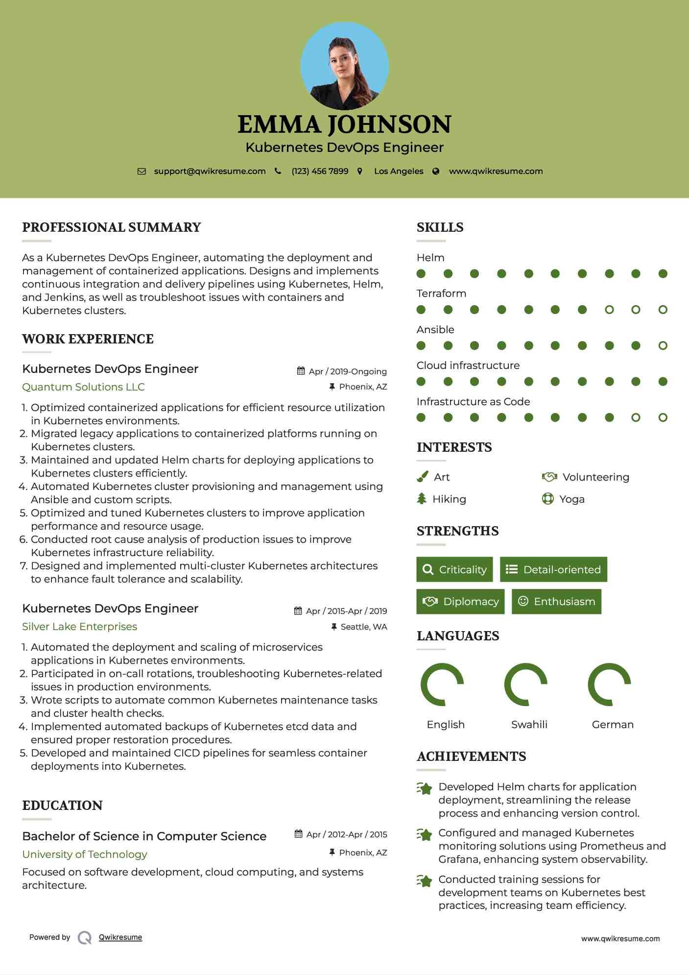 Kubernetes DevOps Engineer Resume Sample