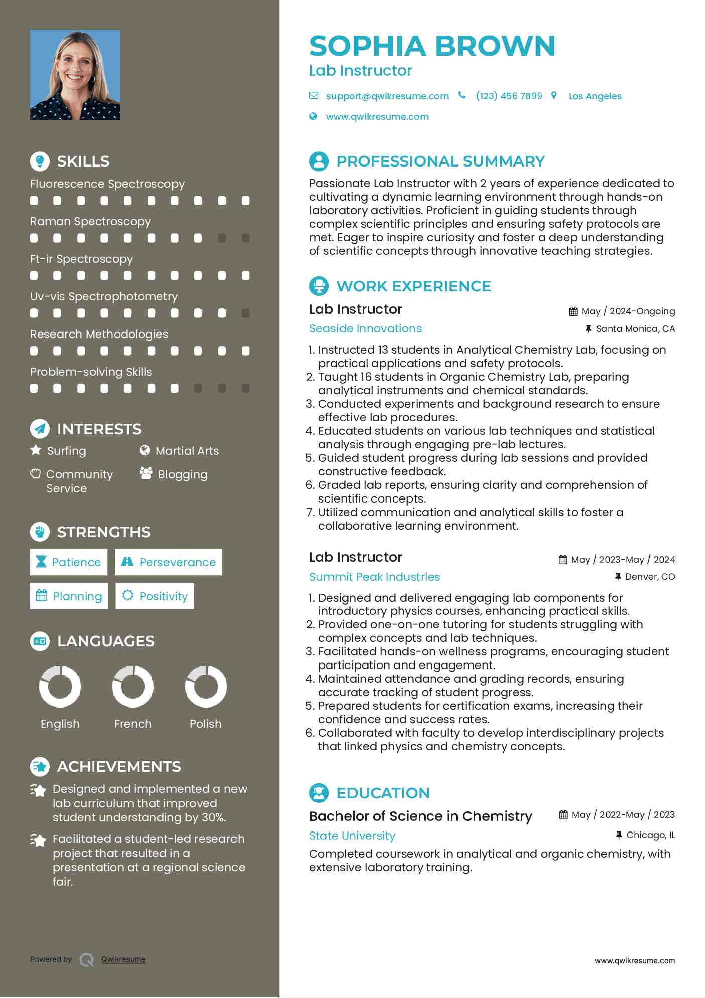 Lab Instructor Resume Format