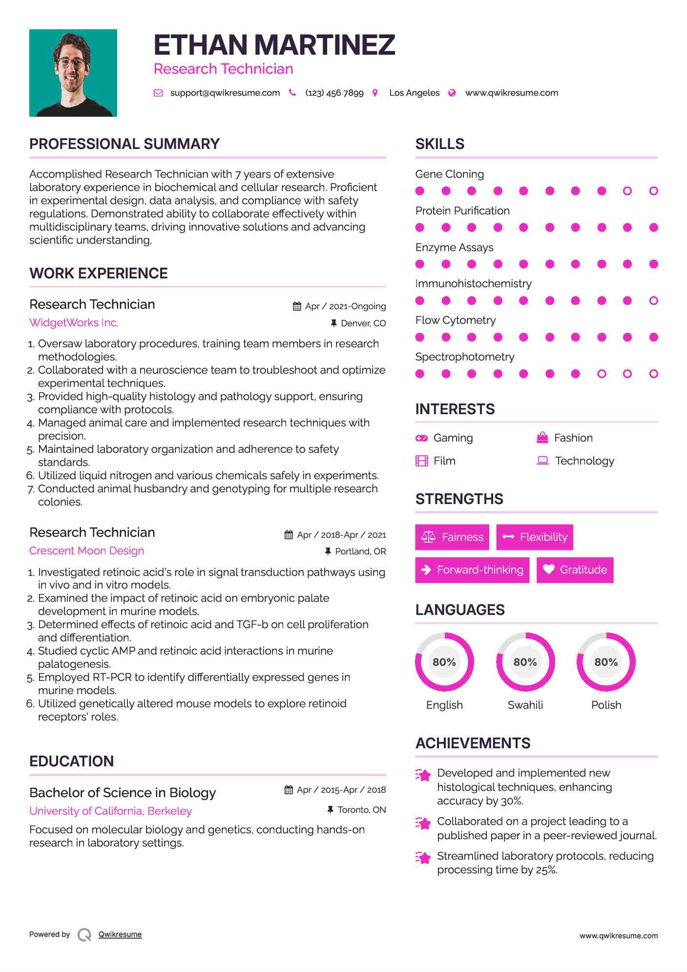 Research Technician Resume Format