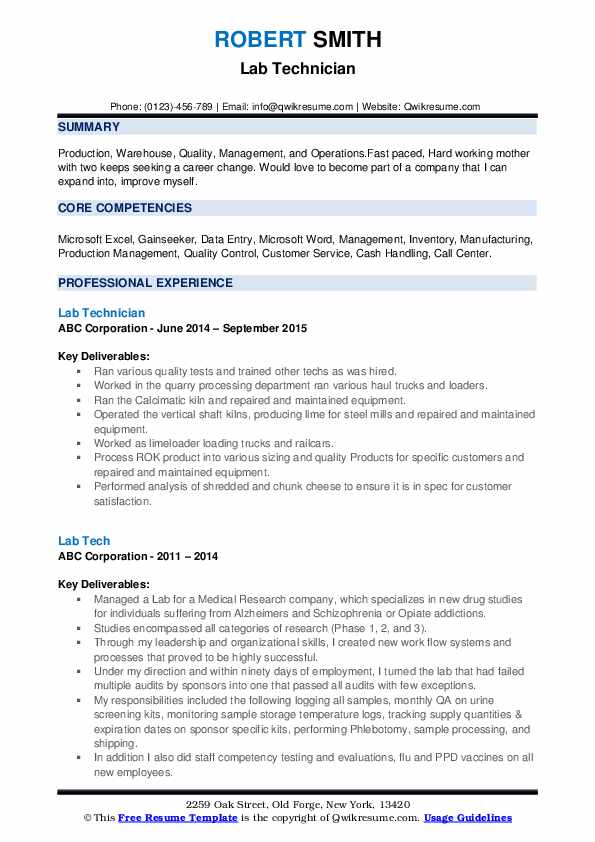 Lab Tech Resume Samples QwikResume - Lab Tech 1569489587 Pdf 