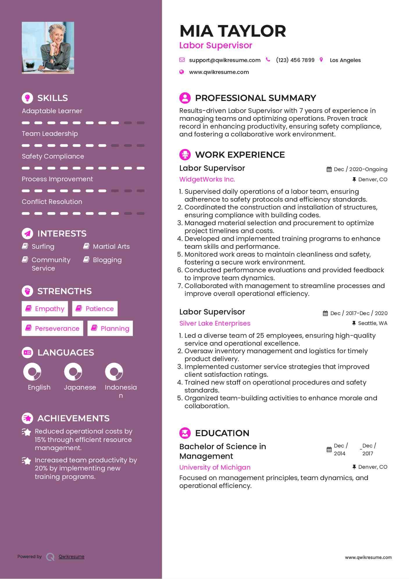 10+ Labor Supervisor Resume Samples & Templates for 2025