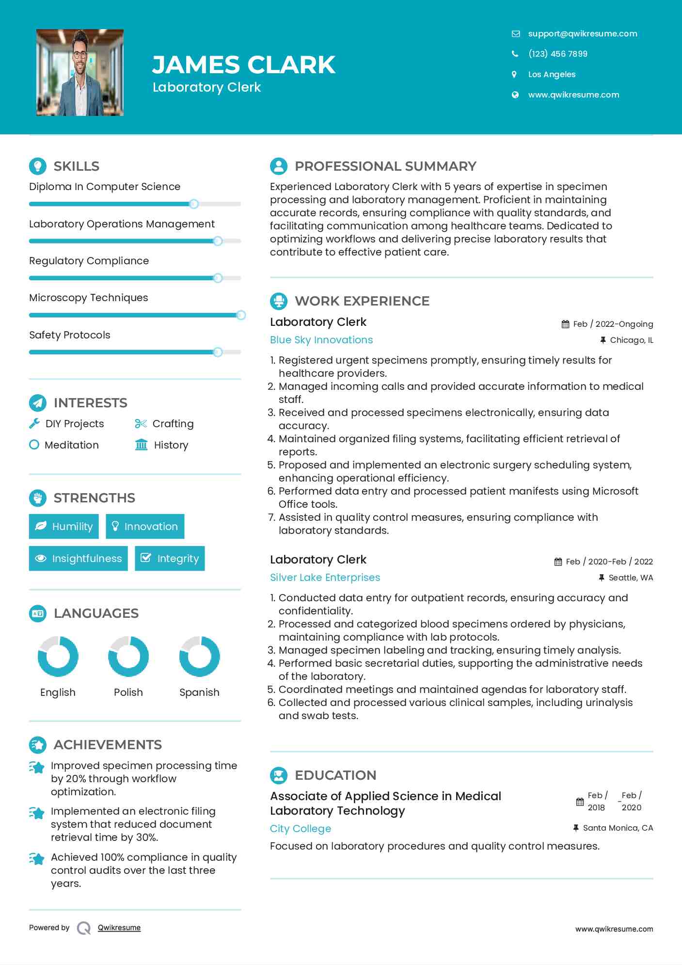 Laboratory Clerk Resume Format