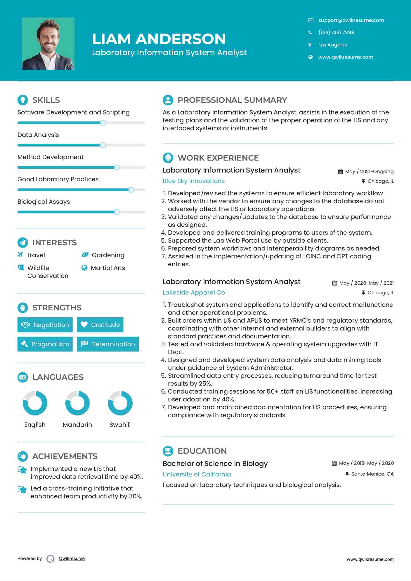 Laboratory Information System Analyst Resume Samples QwikResume
