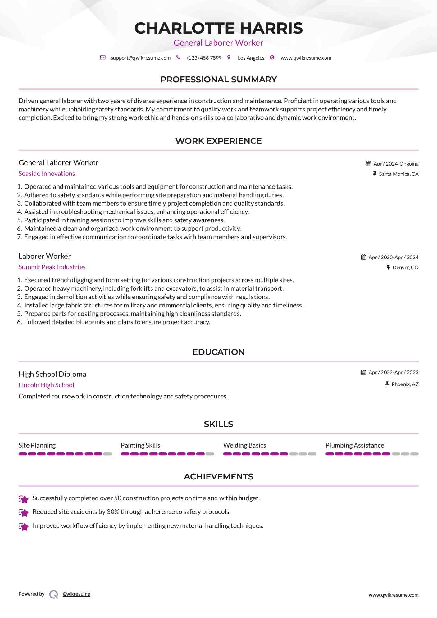 10 Laborer Worker Resume Samples - Laborer Worker 1661533612 Pdf 