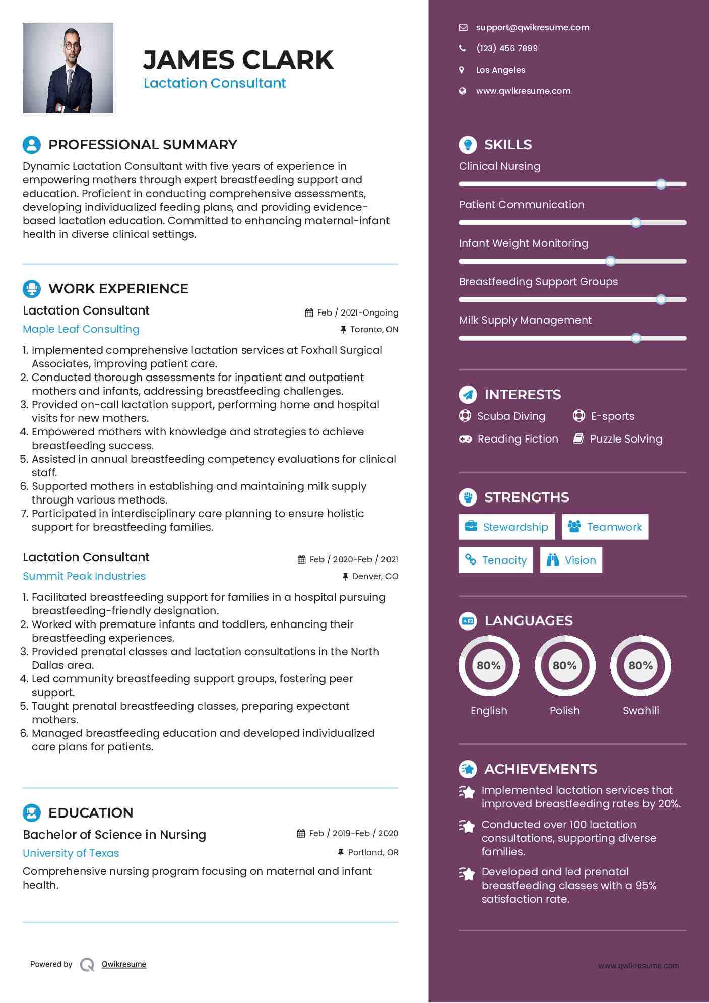 Lactation Consultant Resume Format