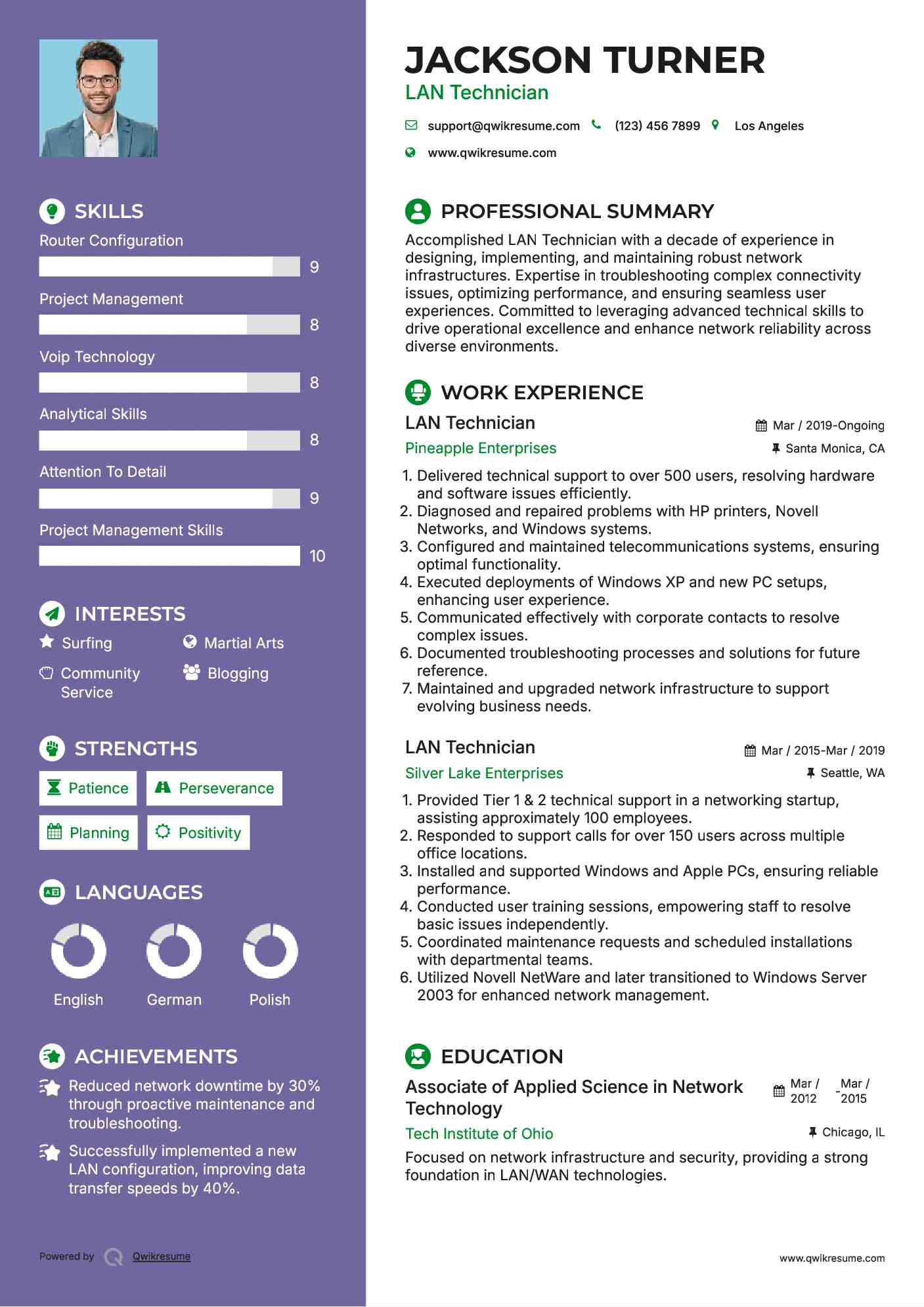 LAN Technician Resume Format