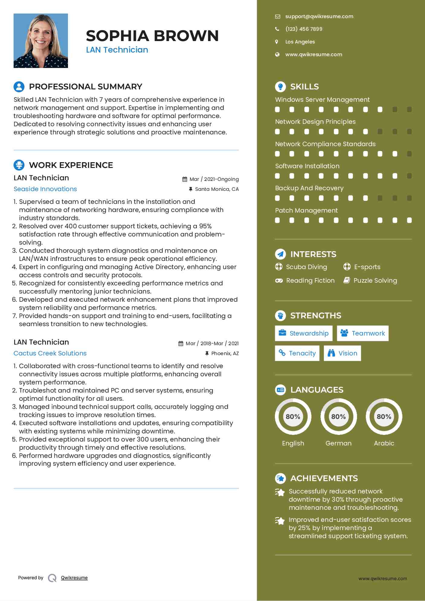 LAN Technician Resume Template