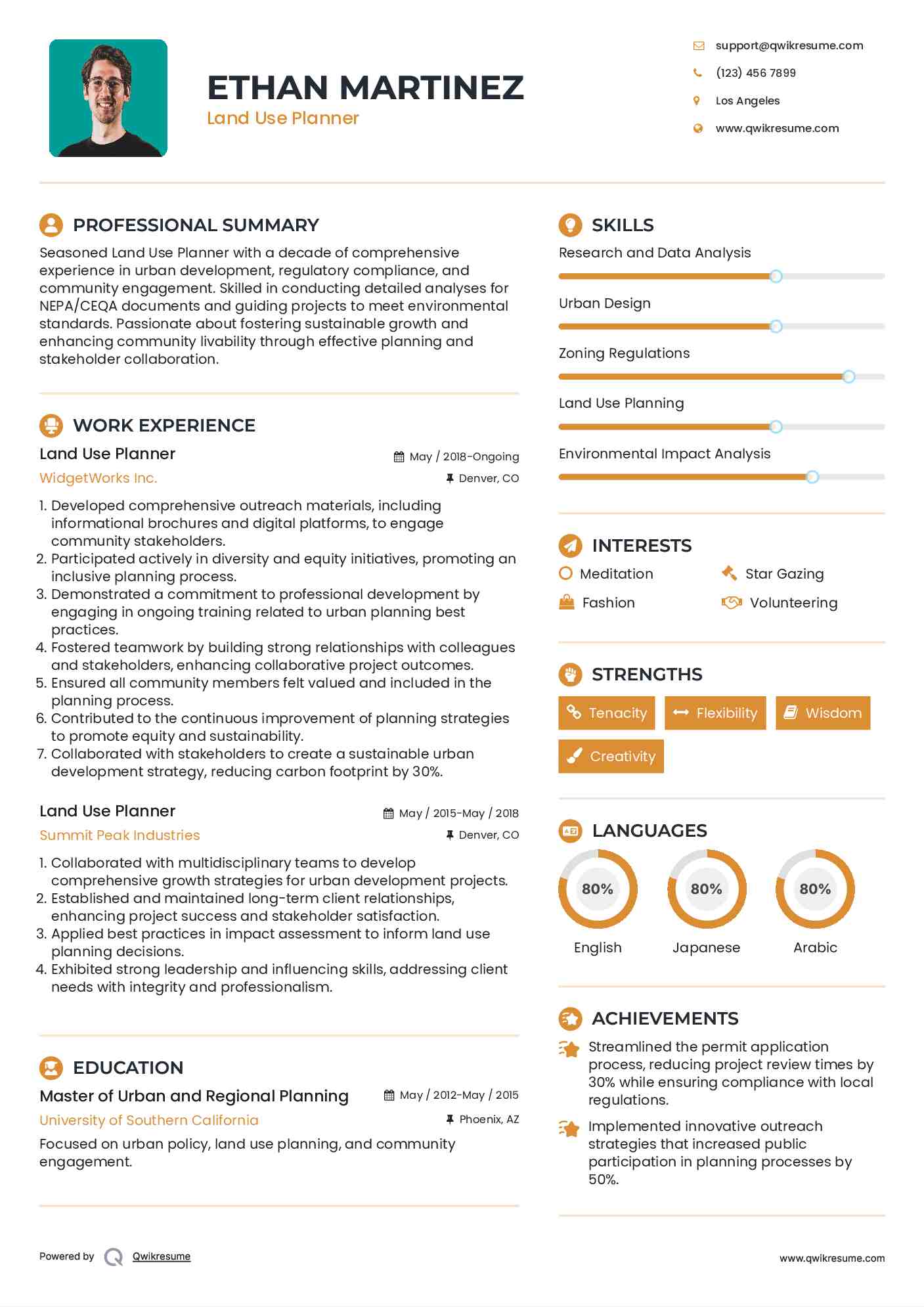 Land Use Planner Resume Samples QwikResume