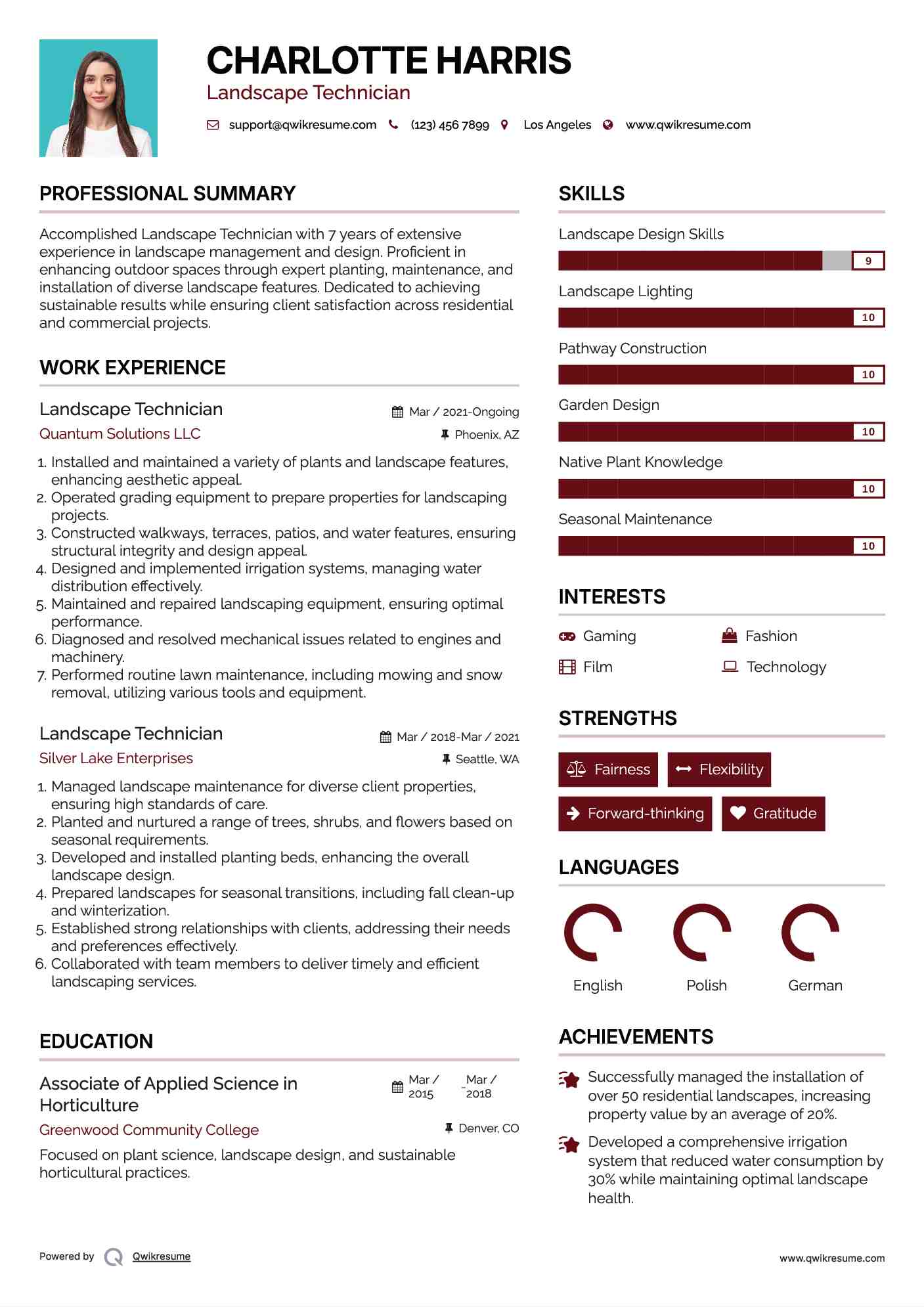 Landscape Technician Resume Template