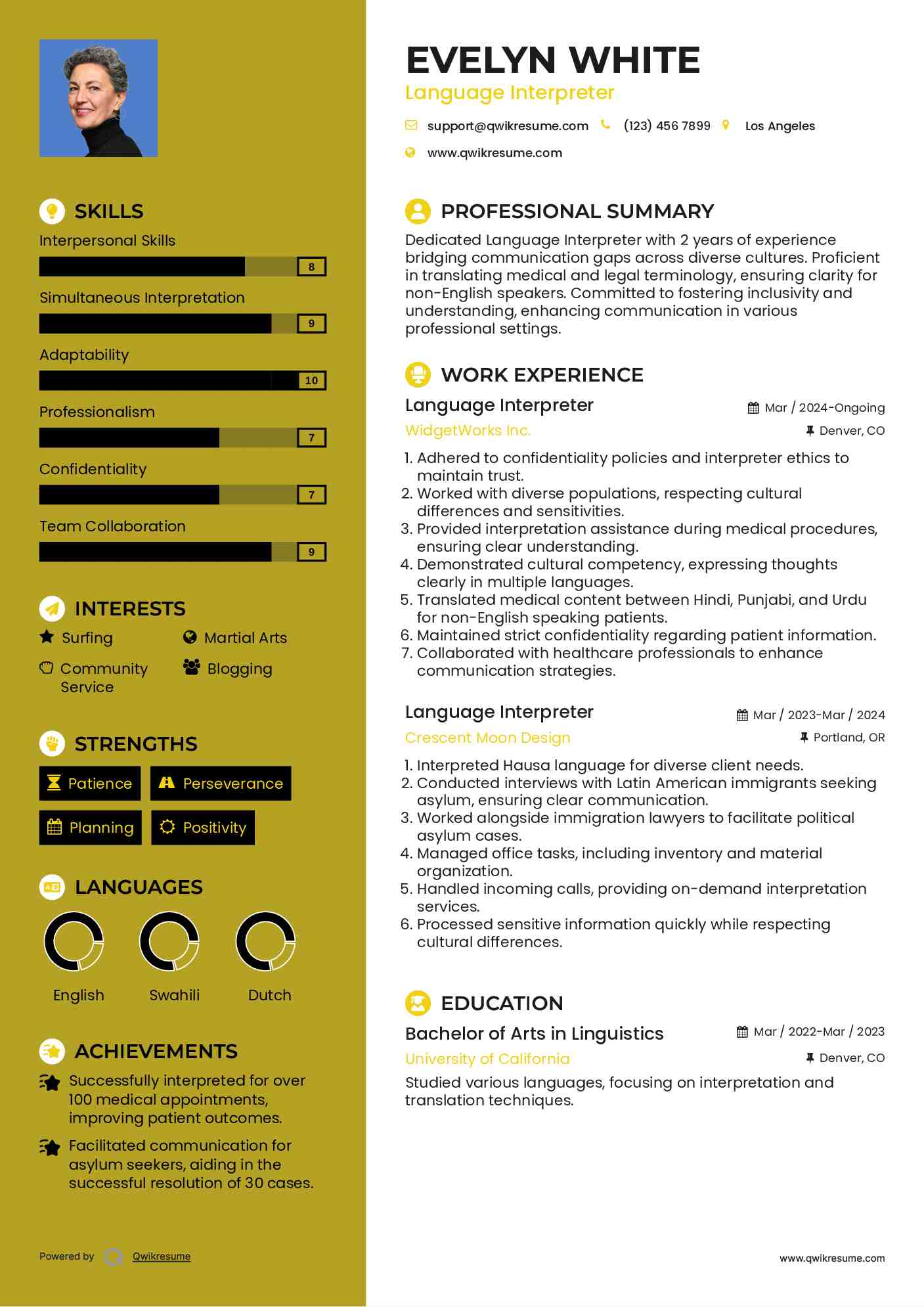 Language Interpreter Resume Example