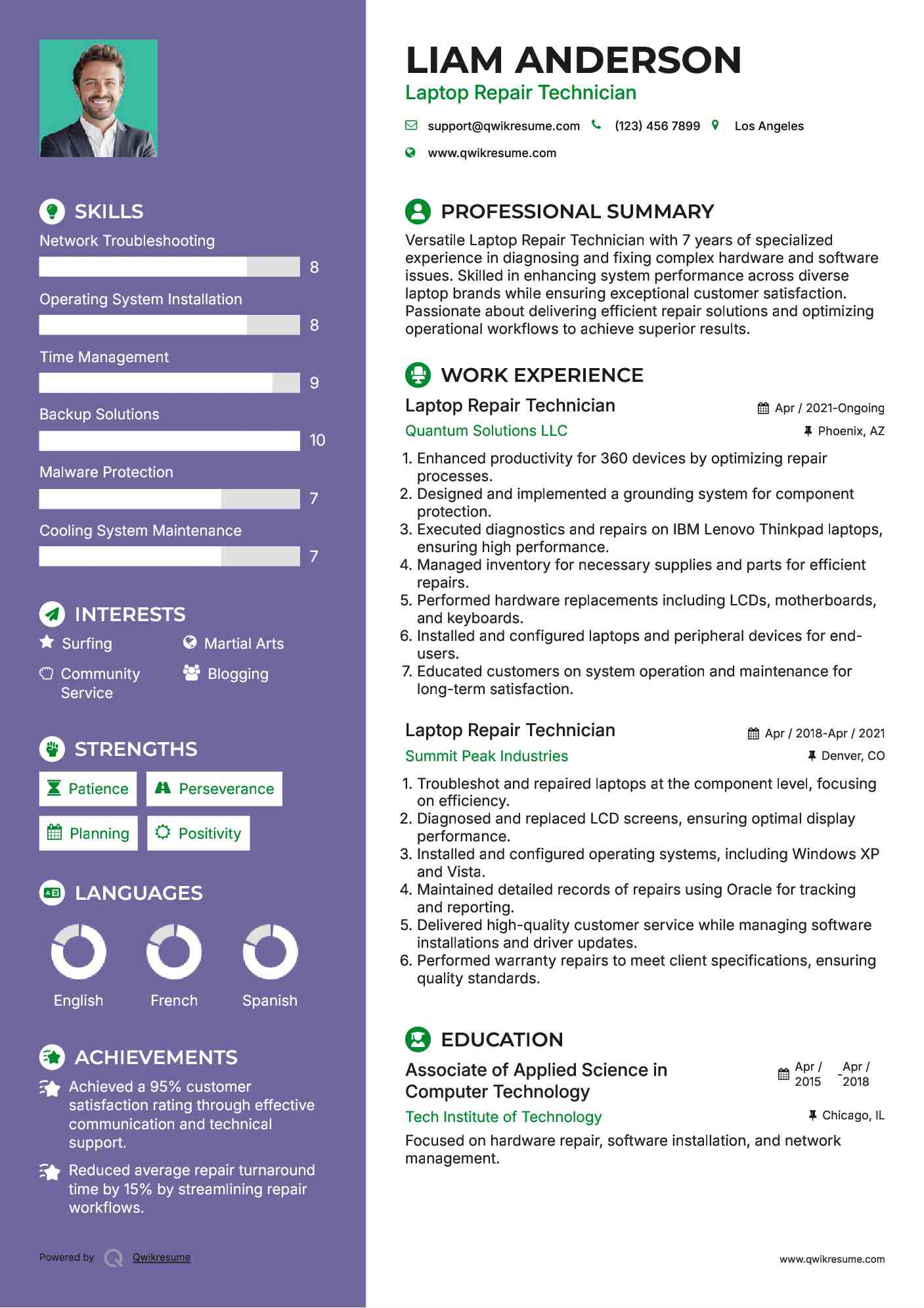 Laptop Repair Technician Resume Format