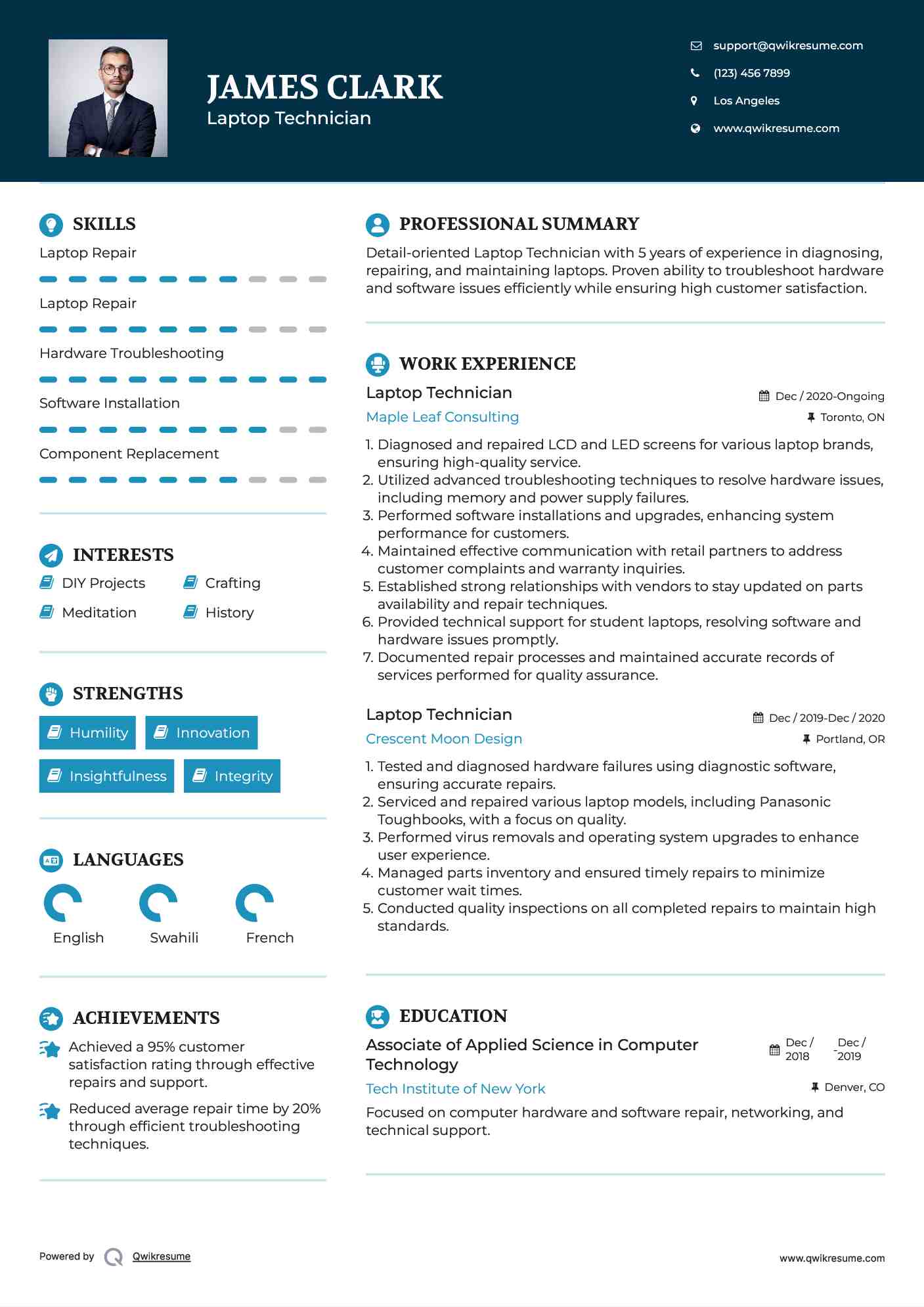 Laptop Technician Resume Model