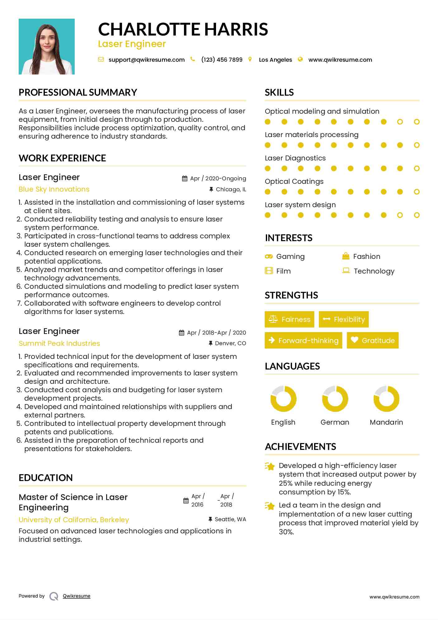 Laser Engineer Resume Format