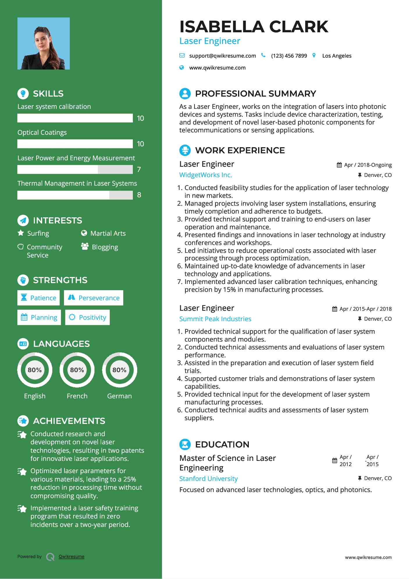 Laser Engineer Resume Format