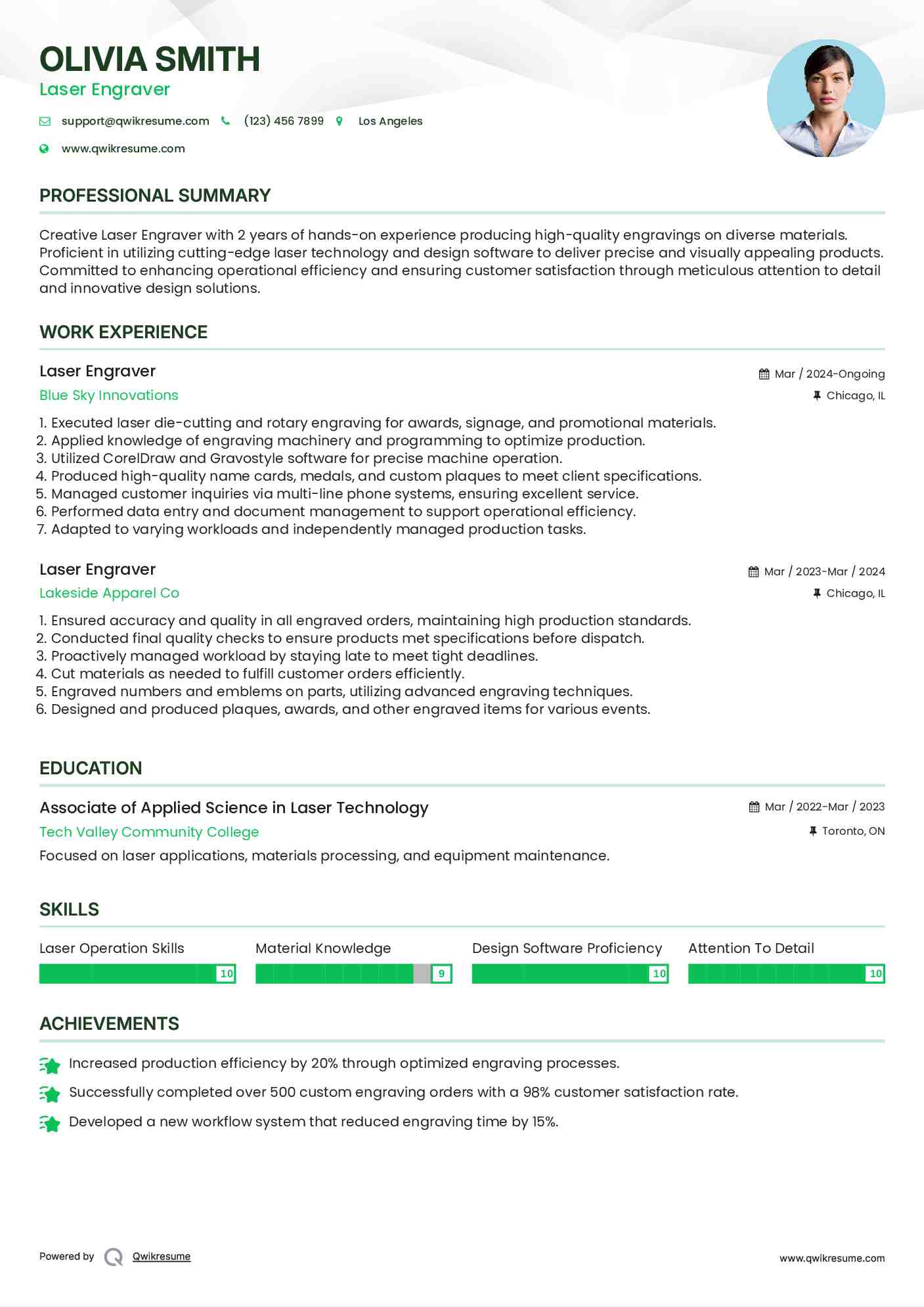Laser Engraver Resume Template