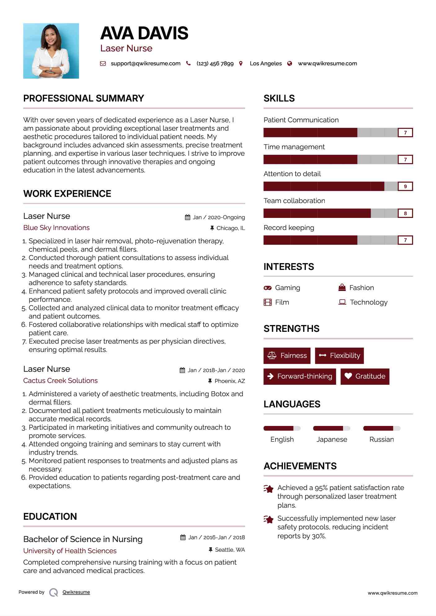 Laser Nurse Resume Sample