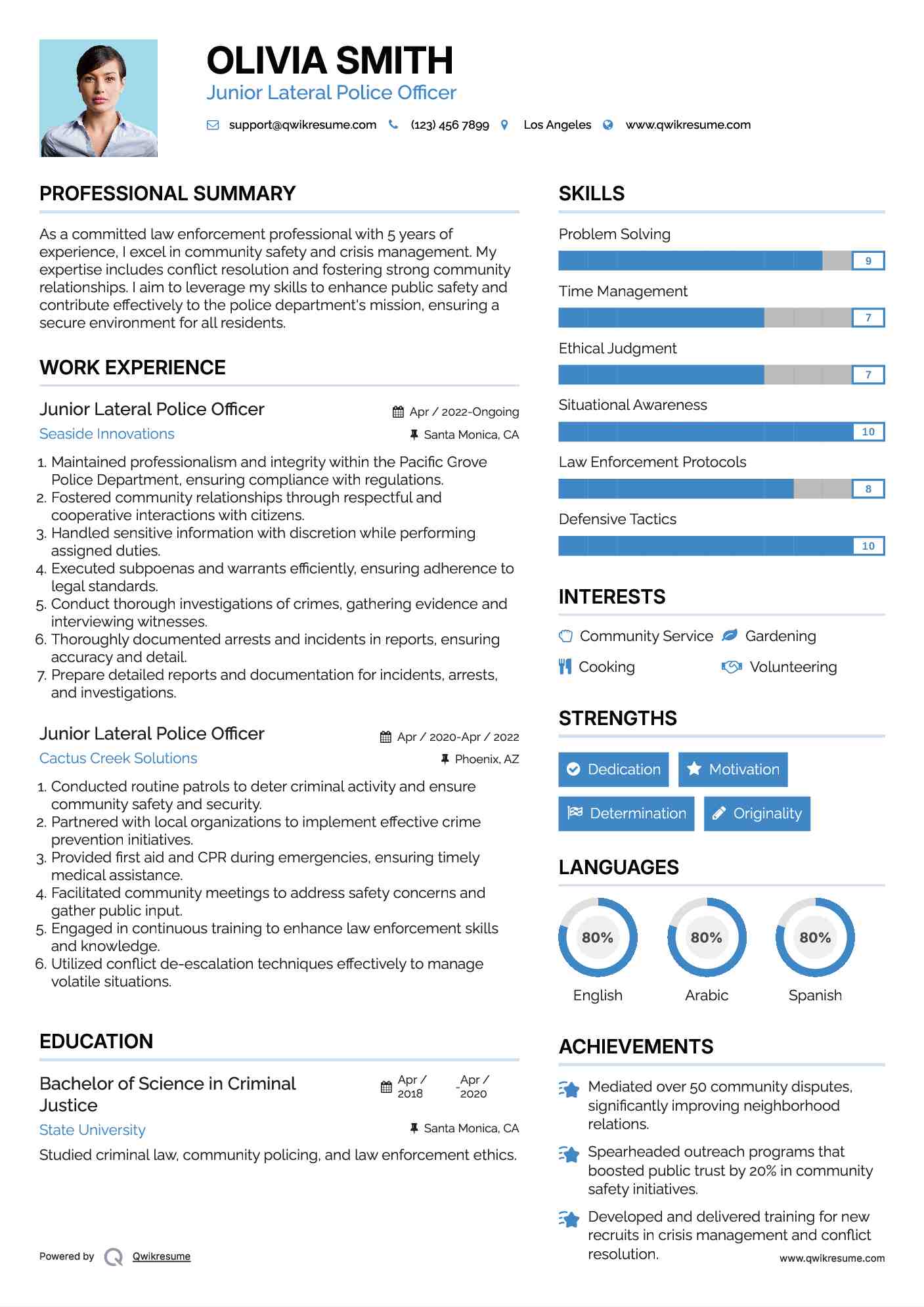 Junior Lateral Police Officer Resume Format